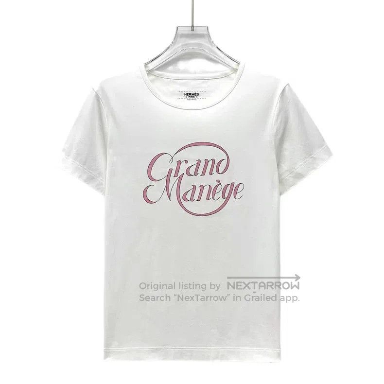 Hermes White letter printed cotton short-sleeved T-shirt