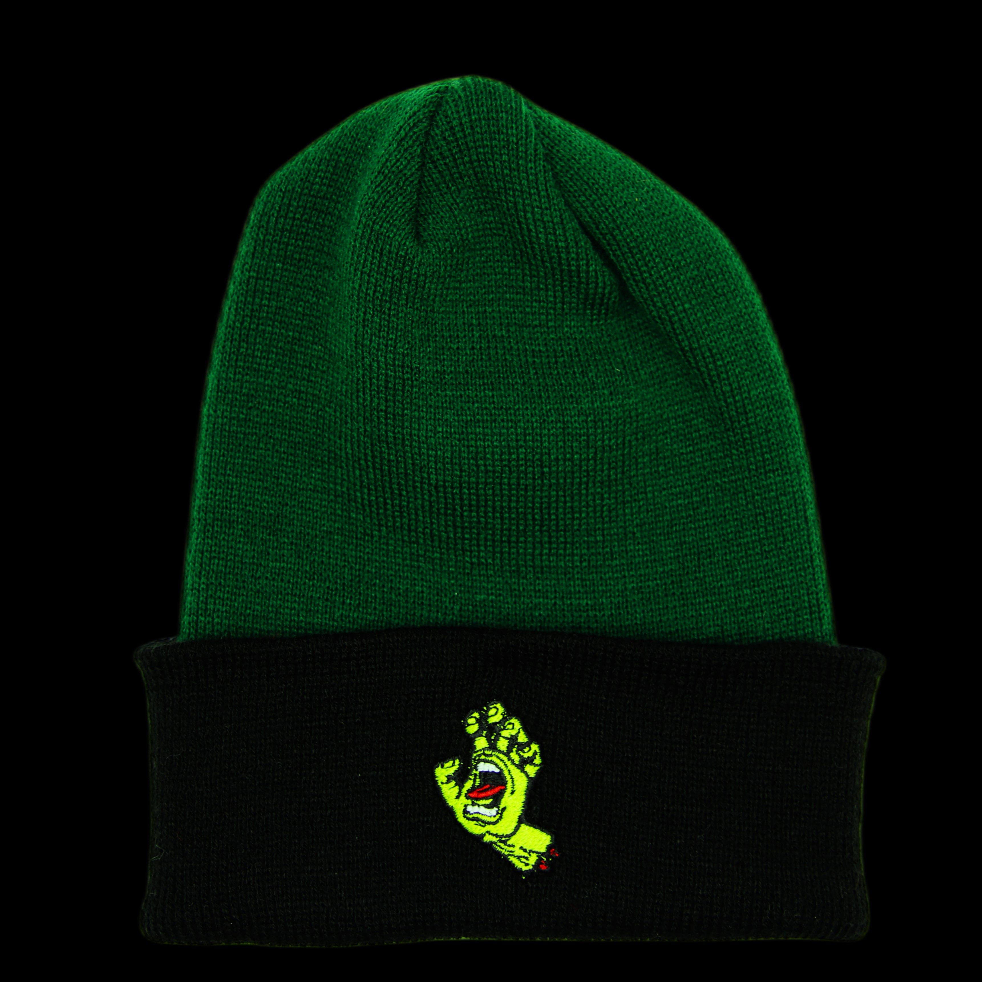 Santa Cruz Skateboards Santa Cruz Screaming Hand Logo Beanie Green Black Size ONE SIZE - 1 Thumbnail