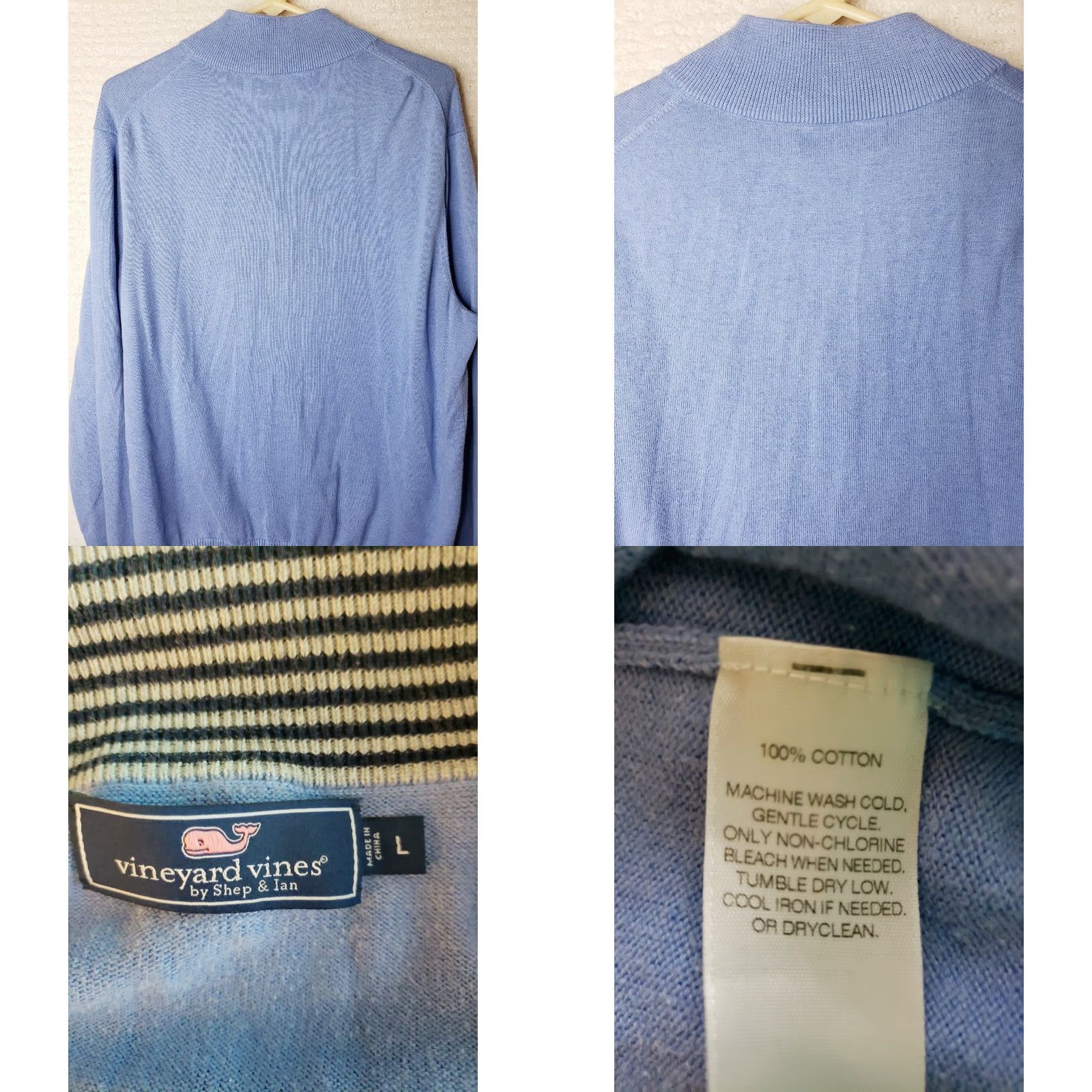 Vineyard Vines Vineyard Vines Men's Blue 1/4 Zip Cotton Pullover Sweater Long Sleeve L Cardigan/Top Size US L / EU 52-54 / 3 - 8 Thumbnail