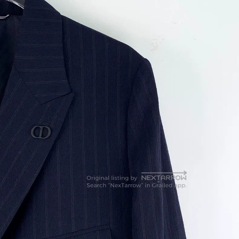Dior Dior Dark purple striped wool lapel double-breasted long-s Size 46R - 3 Thumbnail
