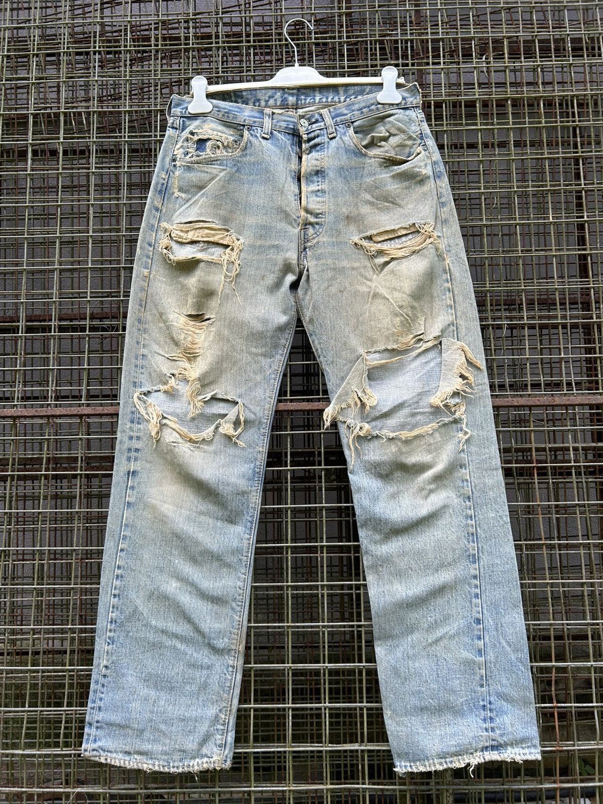 Levi's × Vintage 70's THRASHED Levi's 6 Reconstructed Repair Denim Size US 33 - 2 Thumbnail