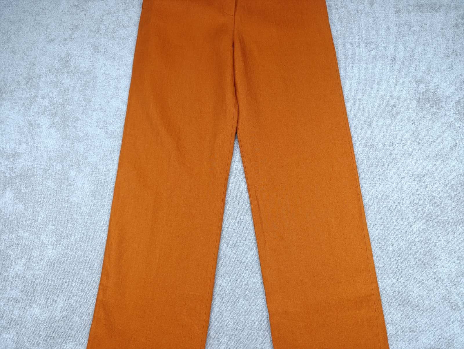 Loro Piana LORO PIANA CARSON LEATHER-TRIM LINEN PANTS IN ORANGE RUST Size 27" / US 4 / IT 40 - 9 Thumbnail