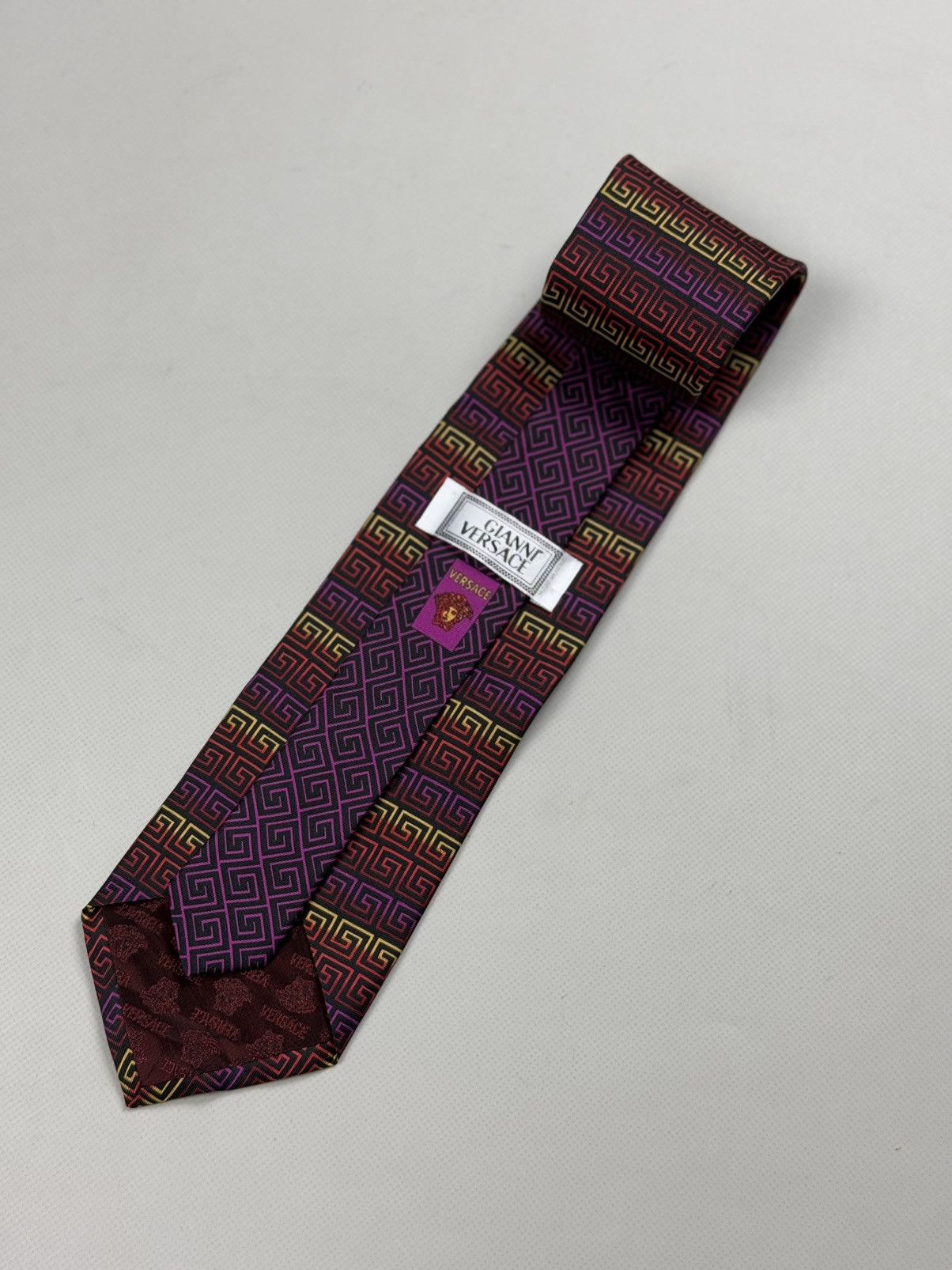 Versace × Vintage Gianni Versace Vintage Geometric Pattern Silk Tie Size ONE SIZE - 3 Thumbnail