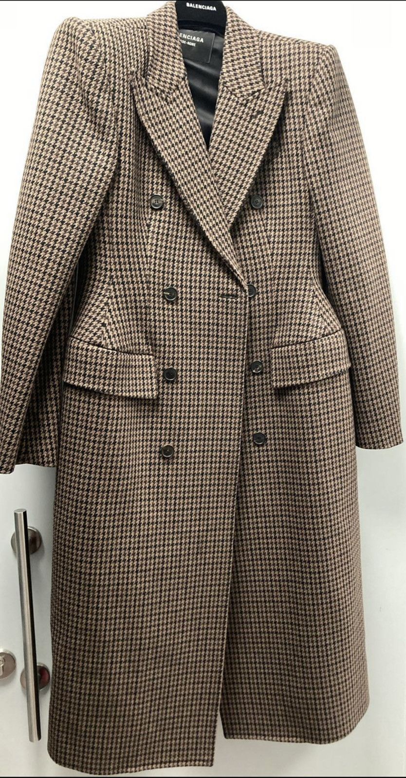 Balenciaga 🔥$4.6K VALUE🔥 Plaid Houndstooth Double Breast Wool Coat Size XS / US 0-2 / IT 36-38 - 4 Thumbnail