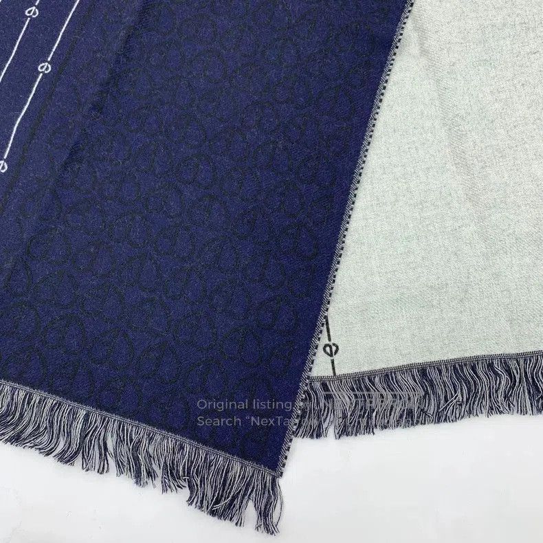 Other Dior Blue CD Embroidered Wool Scarf. Size ONE SIZE - 5 Thumbnail