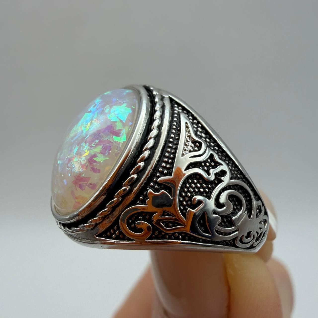 Vintage Vintage Opal Ring 925 Sterling Silver Unisex Statement Ring Size ONE SIZE - 3 Thumbnail