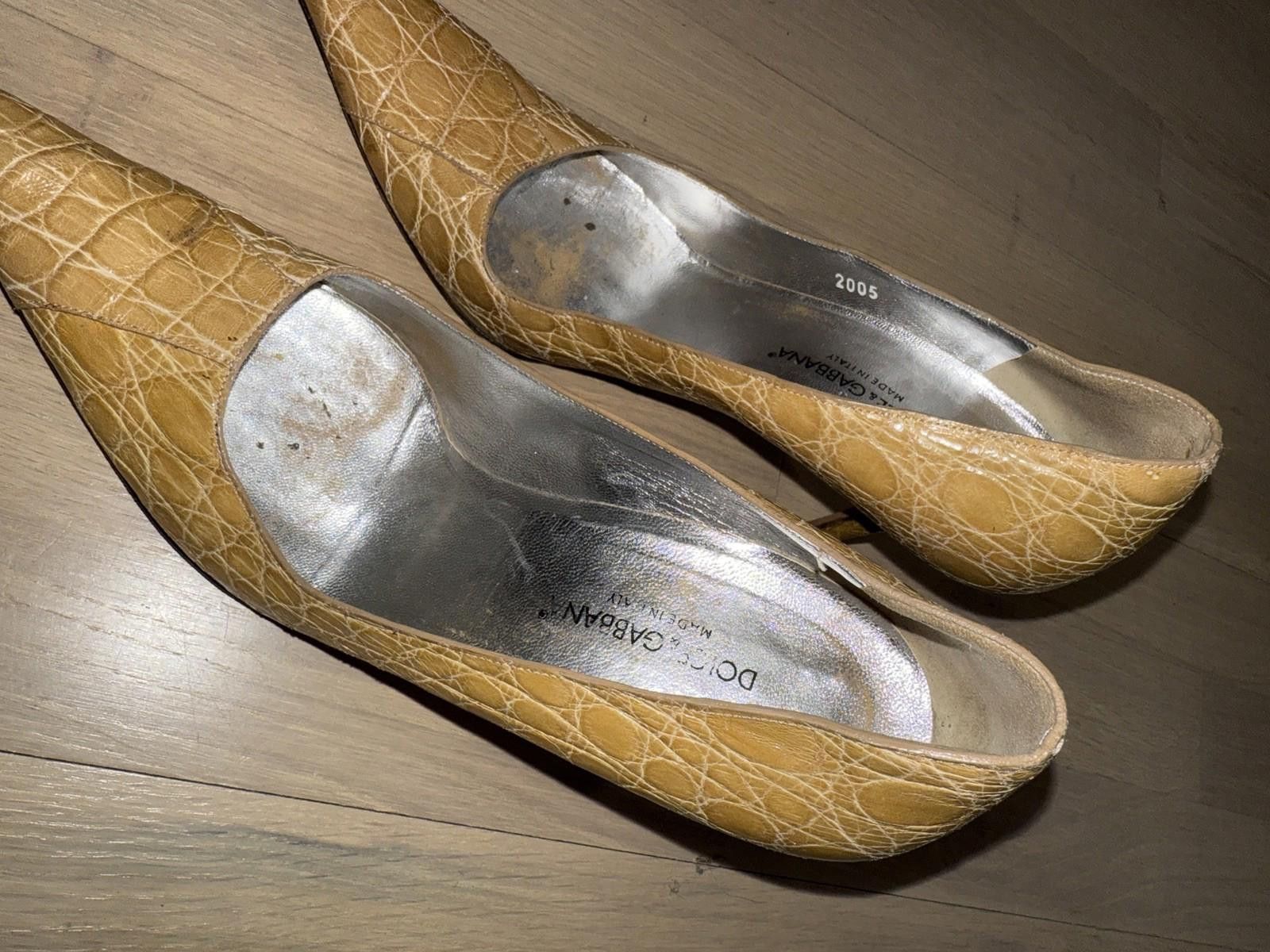 Vintage Vintage Dolce & Gabbana tan Croc Leather Heel EUR Size 39 Size US 8 / IT 38 - 9 Thumbnail