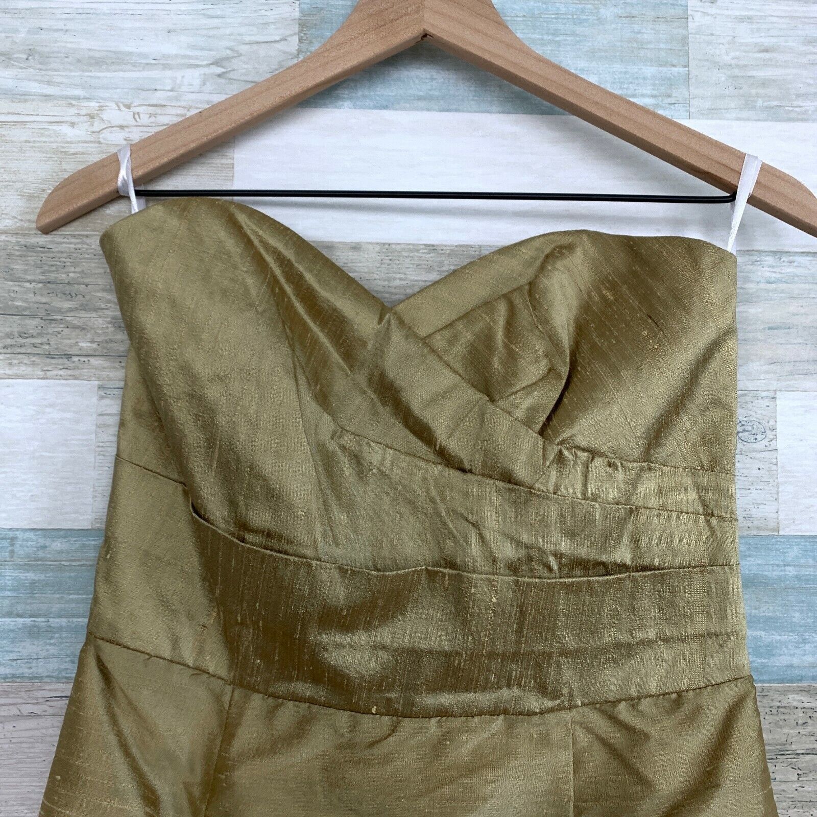 Other Siri Dupioni Pure Silk Ruched Cocktail Dress Gold Strapless Size M / US 6-8 / IT 42-44 - 3 Thumbnail