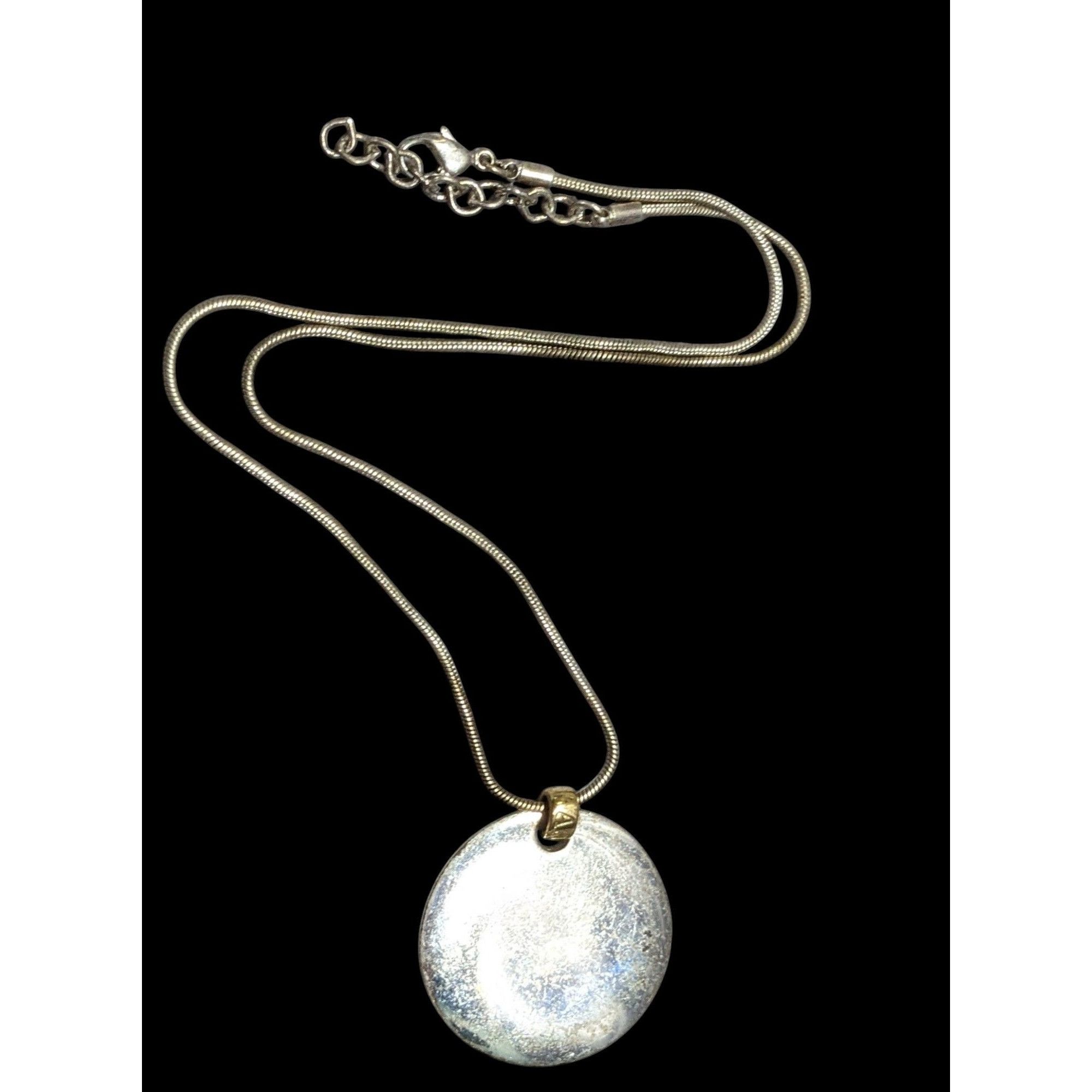 Other Modern Medallion Silver Tone Pendant Necklace With AK Engrav Size ONE SIZE - 1 Thumbnail