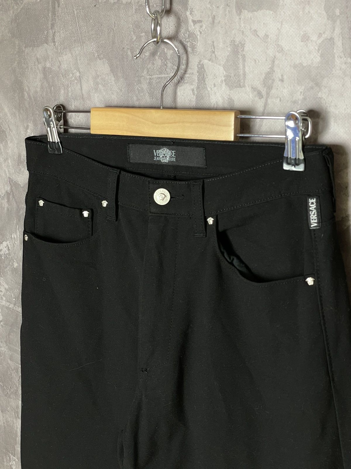 Versace × Vintage Vintage Versace Basic Black Y2K pants Size 32" / US 10 / IT 46 - 9 Thumbnail