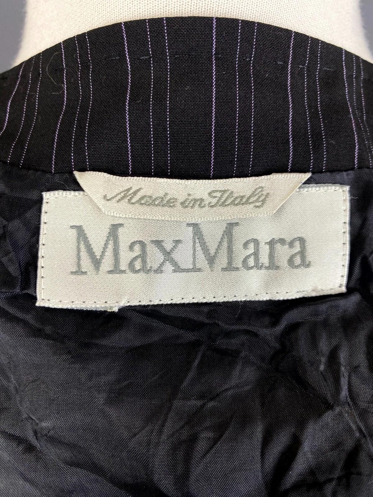 Designer Max Mara Black Pinstripe Wool Jacket US6 GB8 CH38 IT40 Size M / US 6-8 / IT 42-44 - 9 Thumbnail