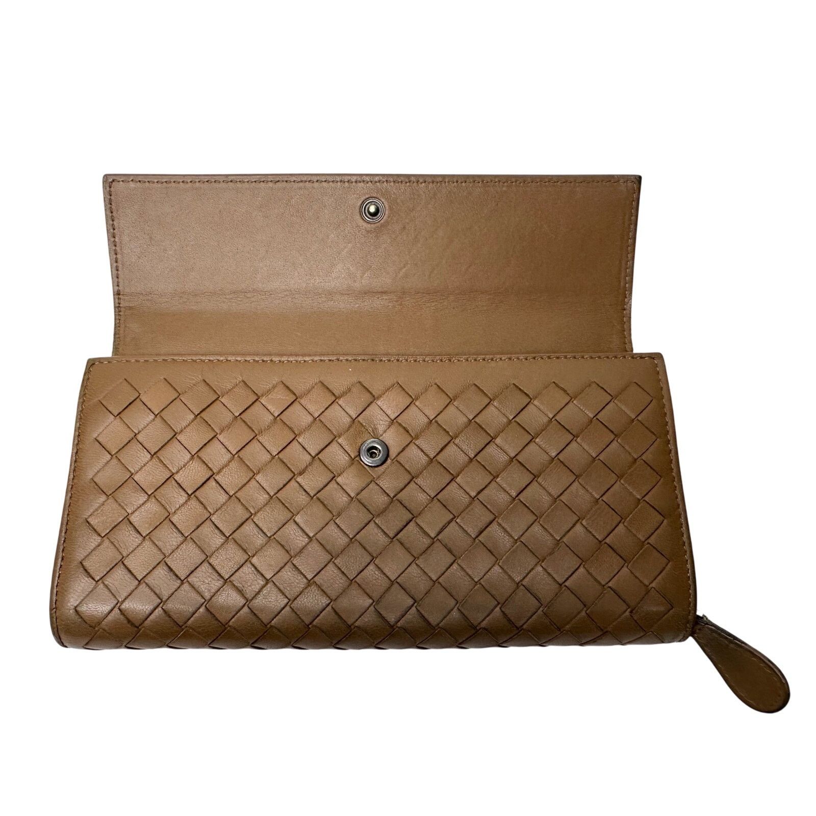 Bottega Veneta Bottega Veneta Intrecciato Woven Tan Leather Long Wallet Size ONE SIZE - 6 Thumbnail