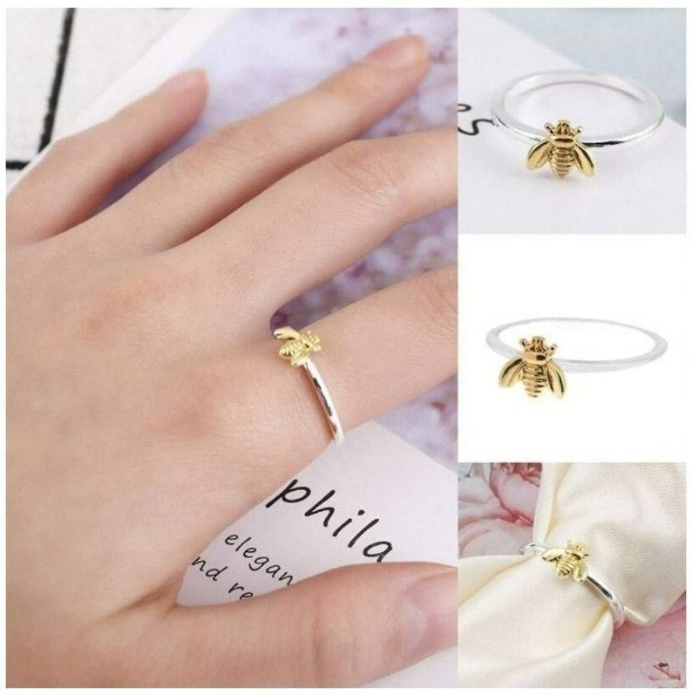 Designer 925 Sterling Silver Tiny Yellow Honey Bee Ring - Size 7 Size ONE SIZE - 6 Thumbnail