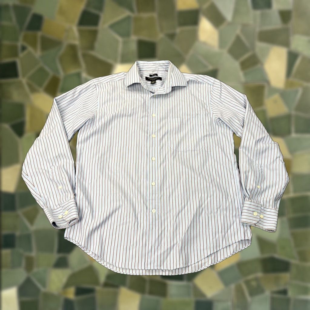 Pronto Uomo Pronto Uomo Shirt Mens Large Blue Stripe Non Iron Dress Button Front Long Sleeve Size 42R - 1 Thumbnail