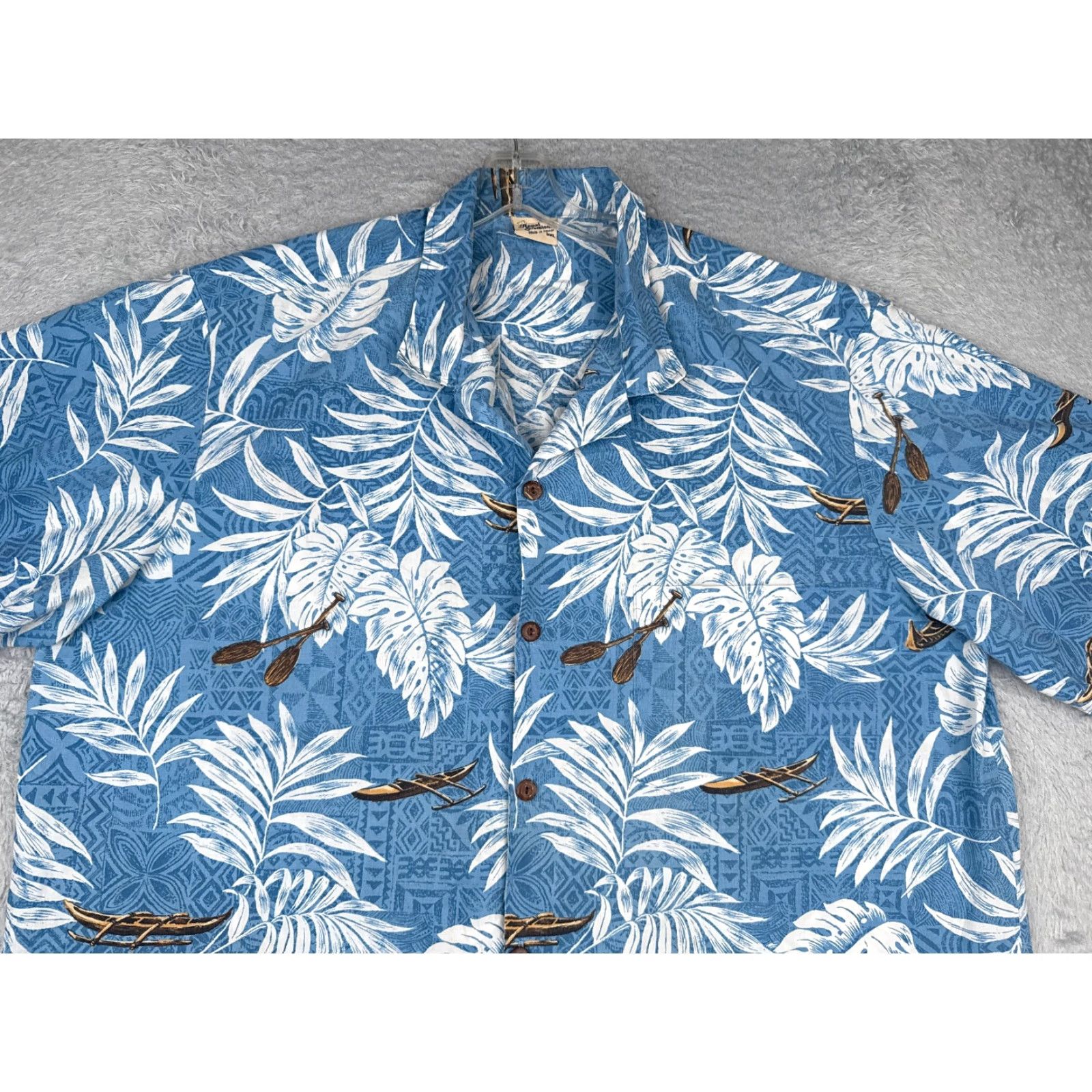 Vintage VINTAGE Royal Creations Hawaiian Shirt Men 3XL XXXL Blue Floral Boat Polyester Blend Size US XXL / EU 58 / 5 - 4 Thumbnail