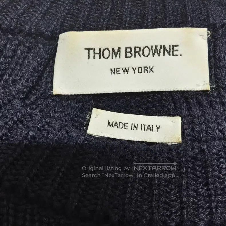 Thom Browne Thom Browne Navy Embossed Striped Gold Button Sweater Size US XS / EU 42 / 0 - 3 Thumbnail