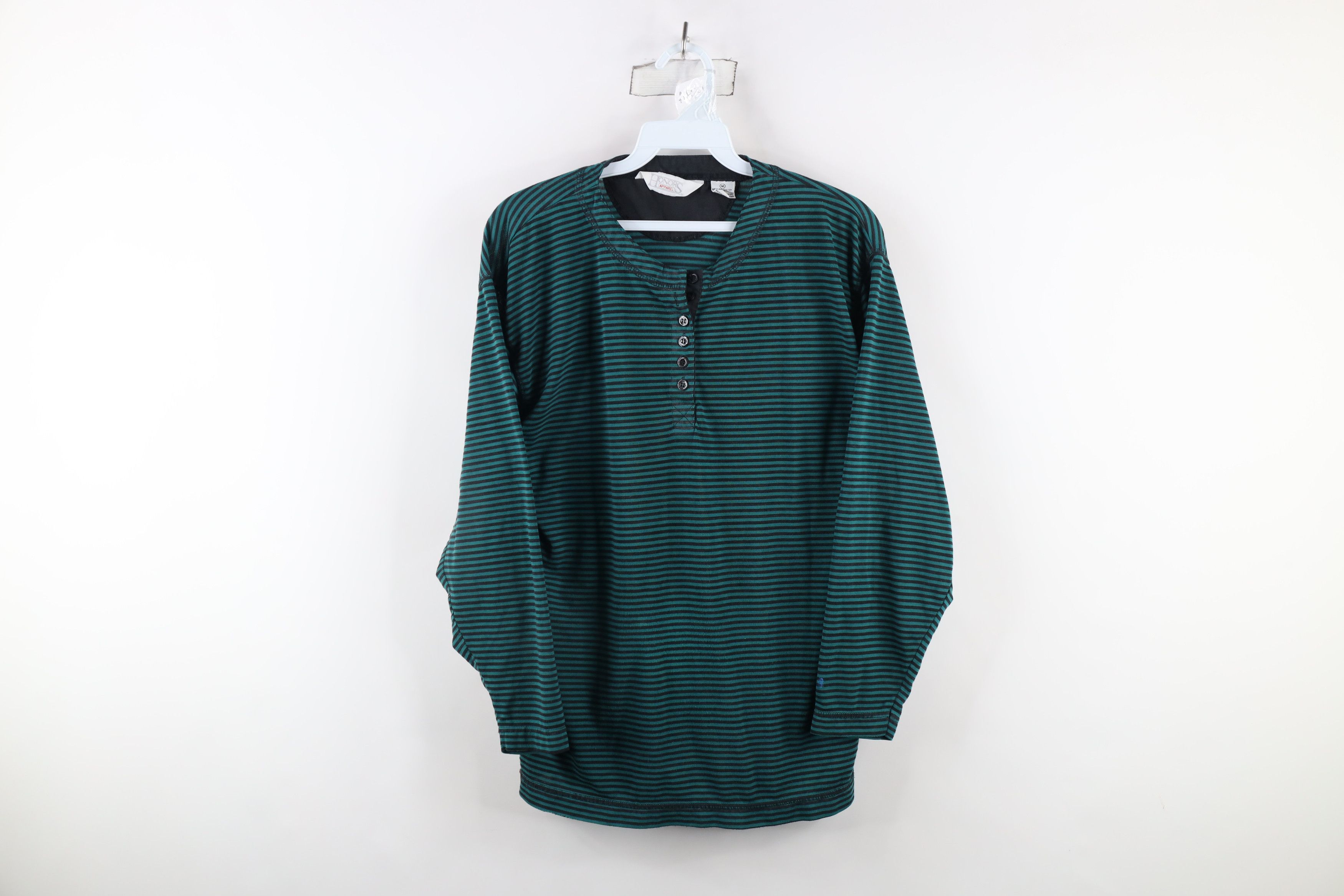 Vintage Vintage 90s Streetwear Striped Long Sleeve Henley T-Shirt Size M / US 6-8 / IT 42-44 - 1 Thumbnail