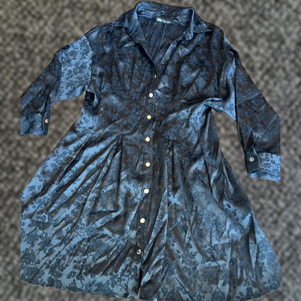 zara floral pleated dress Pleated Floral Printed Tie Neck Knee Length Women Dress  Zara-Craft