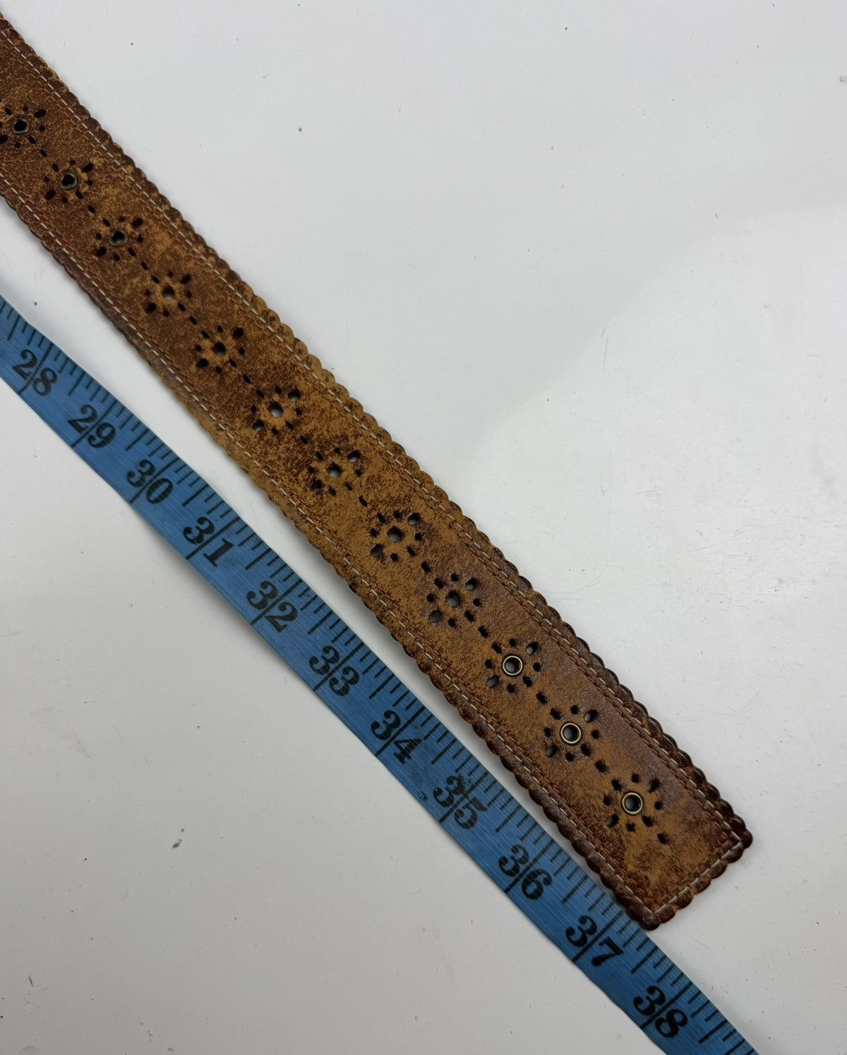 Japanese Brand rare design studded leather belt tc52 Size 32 - 5 Thumbnail