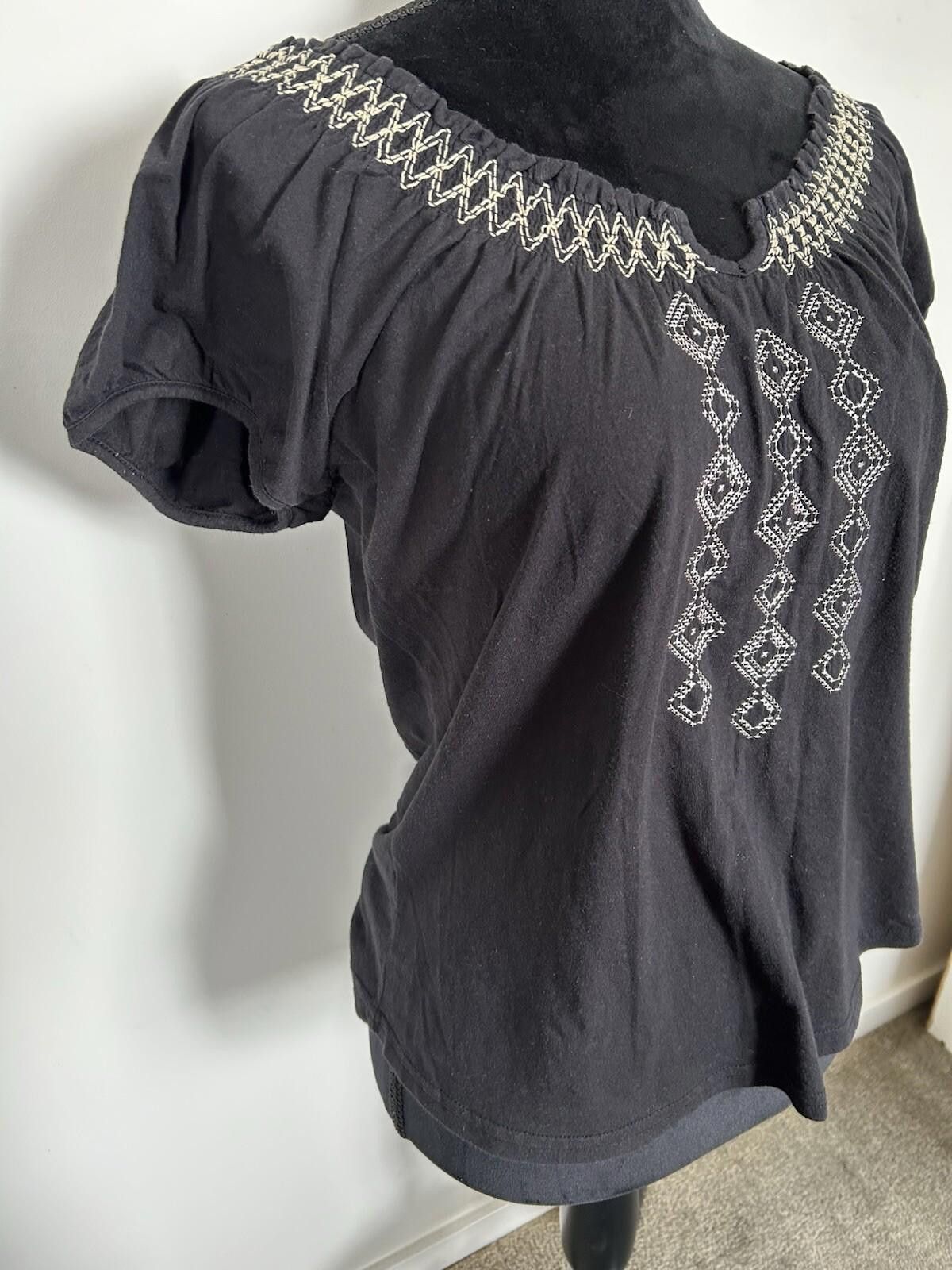 Jagermeister JAG Top Short Sleeve Black Embroidered Cotton Sz M (007/1) Size M / US 6-8 / IT 42-44 - 7 Thumbnail