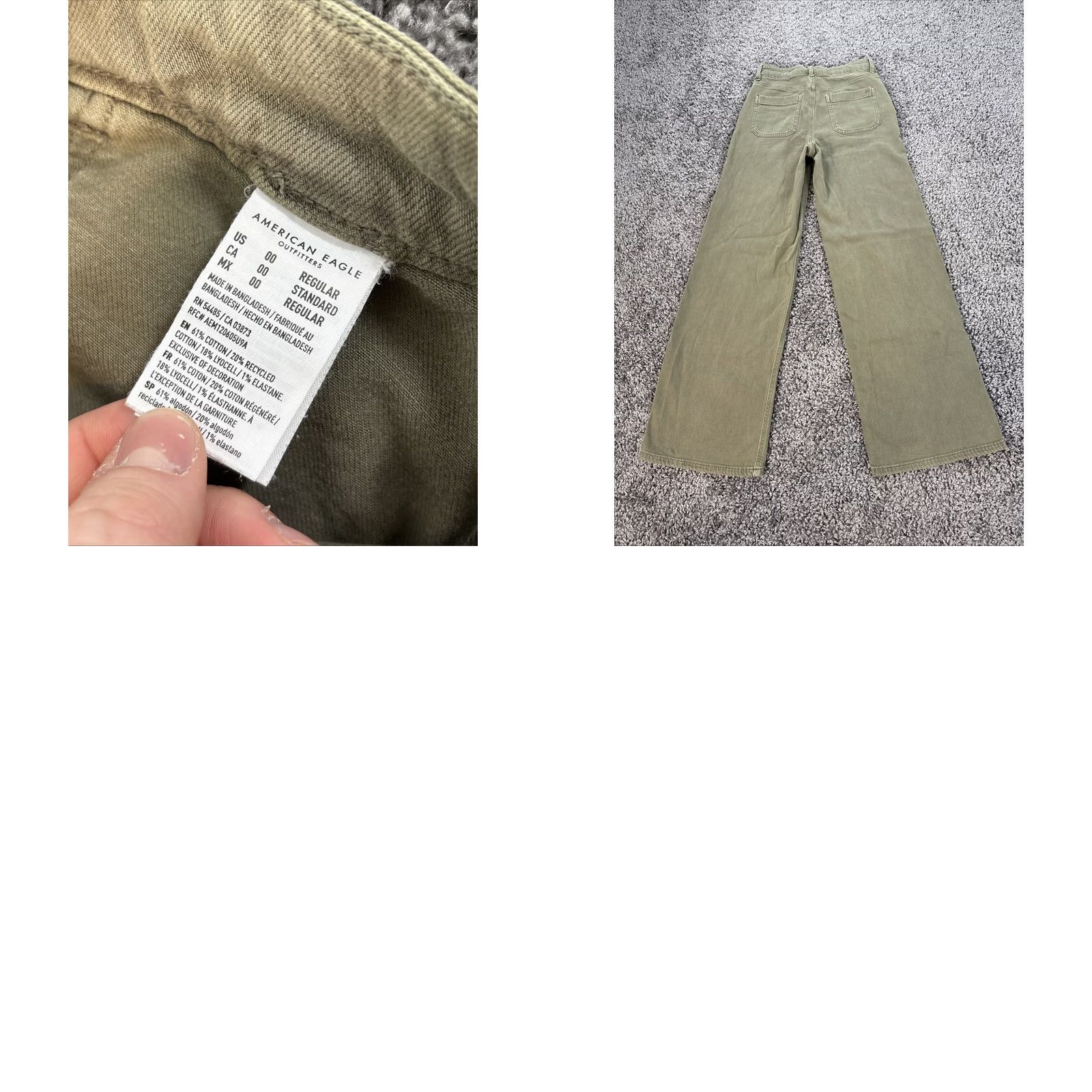 American Eagle Outfitters VINTAGE? American Eagle Outfitters Baggy Wide Leg Jeans Women's 00 Distressed Green Streetwear Grunge 90s Jeans - Relaxed Fit Size 24" / US 00 / IT 34 - 8 Thumbnail