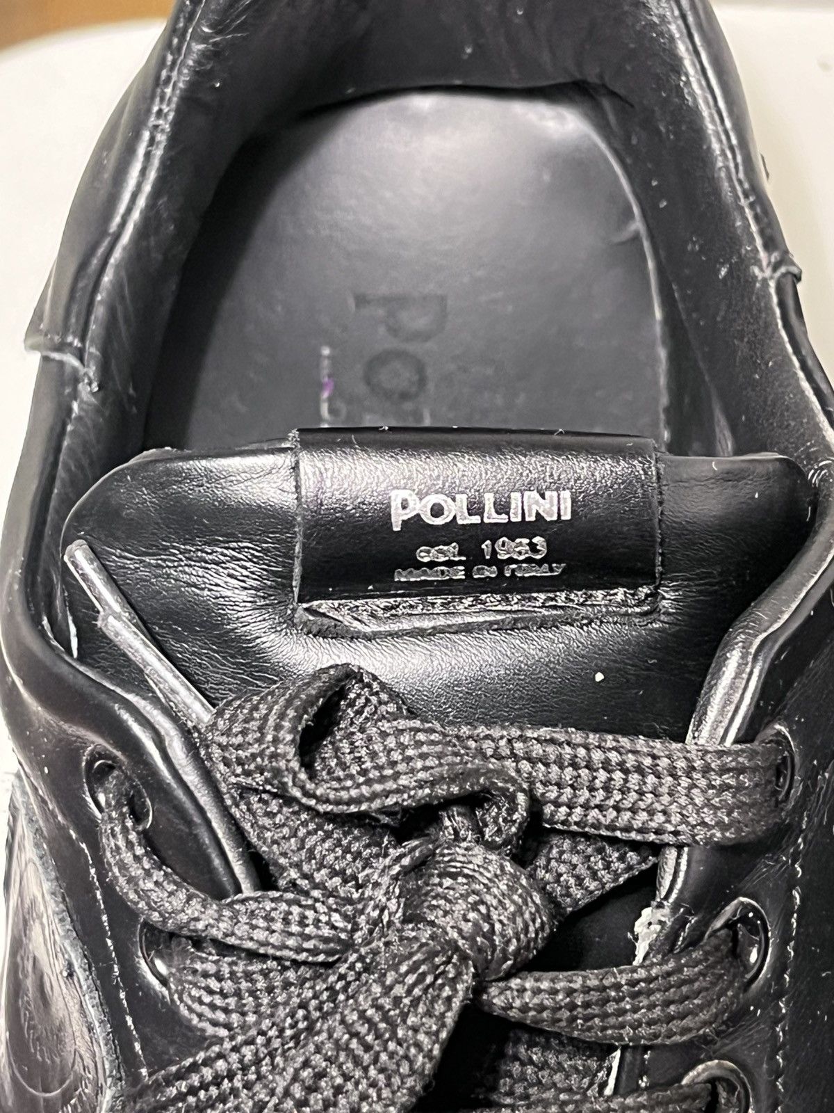 Pollini Pollini 1953 Black Leather Low Top Sneakers Size US 10.5 / EU 43-44 - 7 Thumbnail