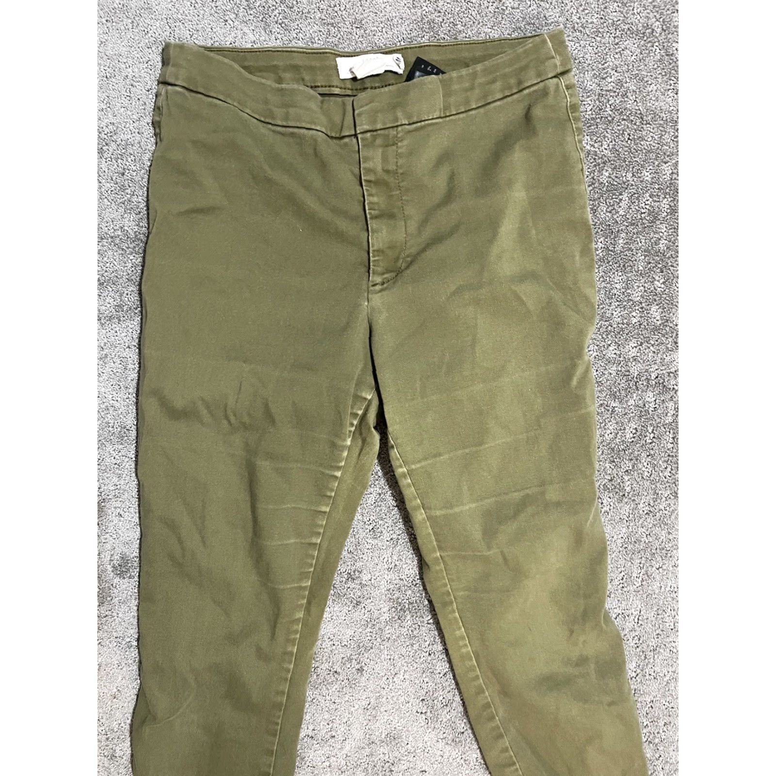 H&M H&M Women's Chino Pants Size 12 Green Cotton Elastic Waist Regular Size 34" / US 12 / IT 48 - 2 Thumbnail