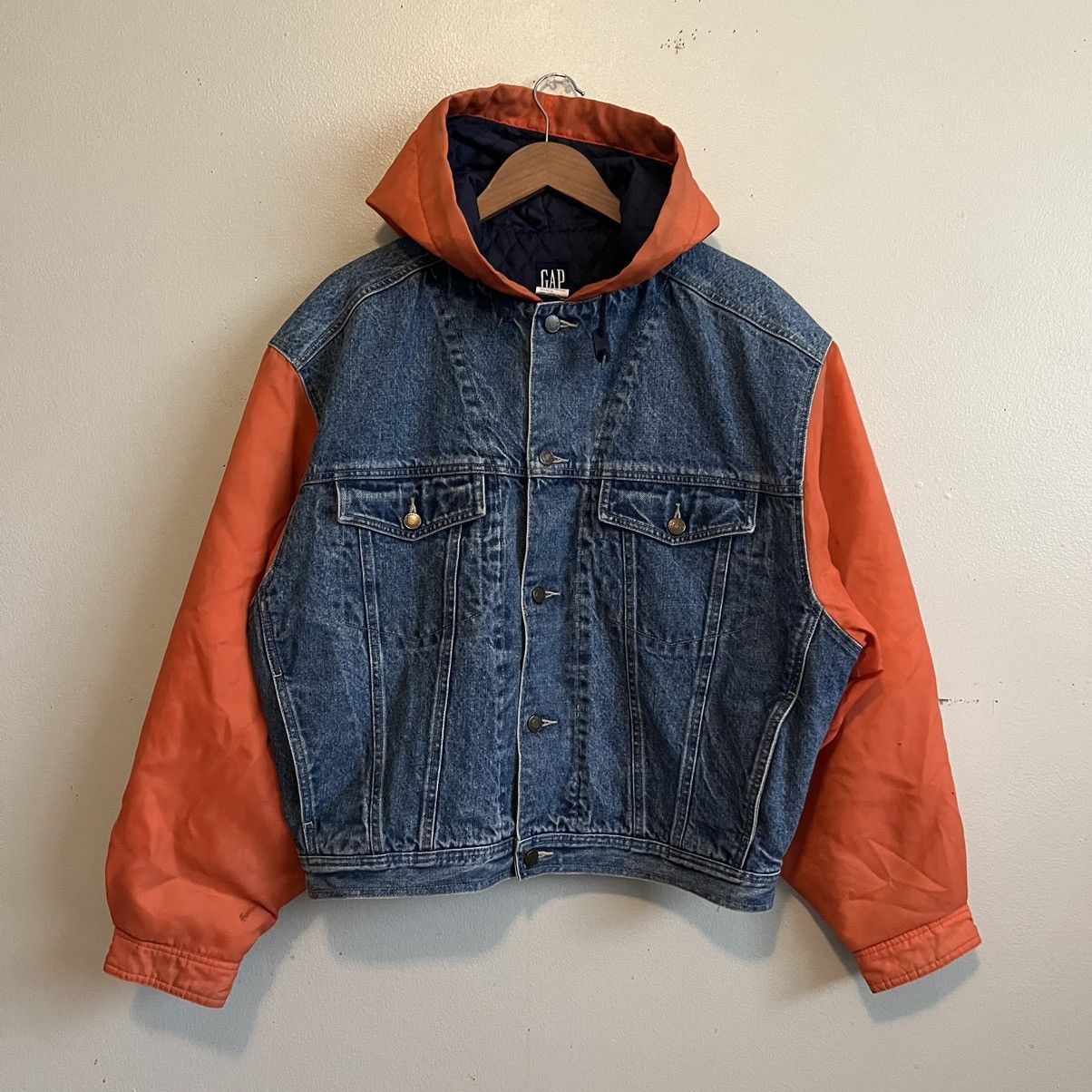 Gap Insulated Denim Jacket with Hood Size US M / EU 48-50 / 2 - 1 Thumbnail