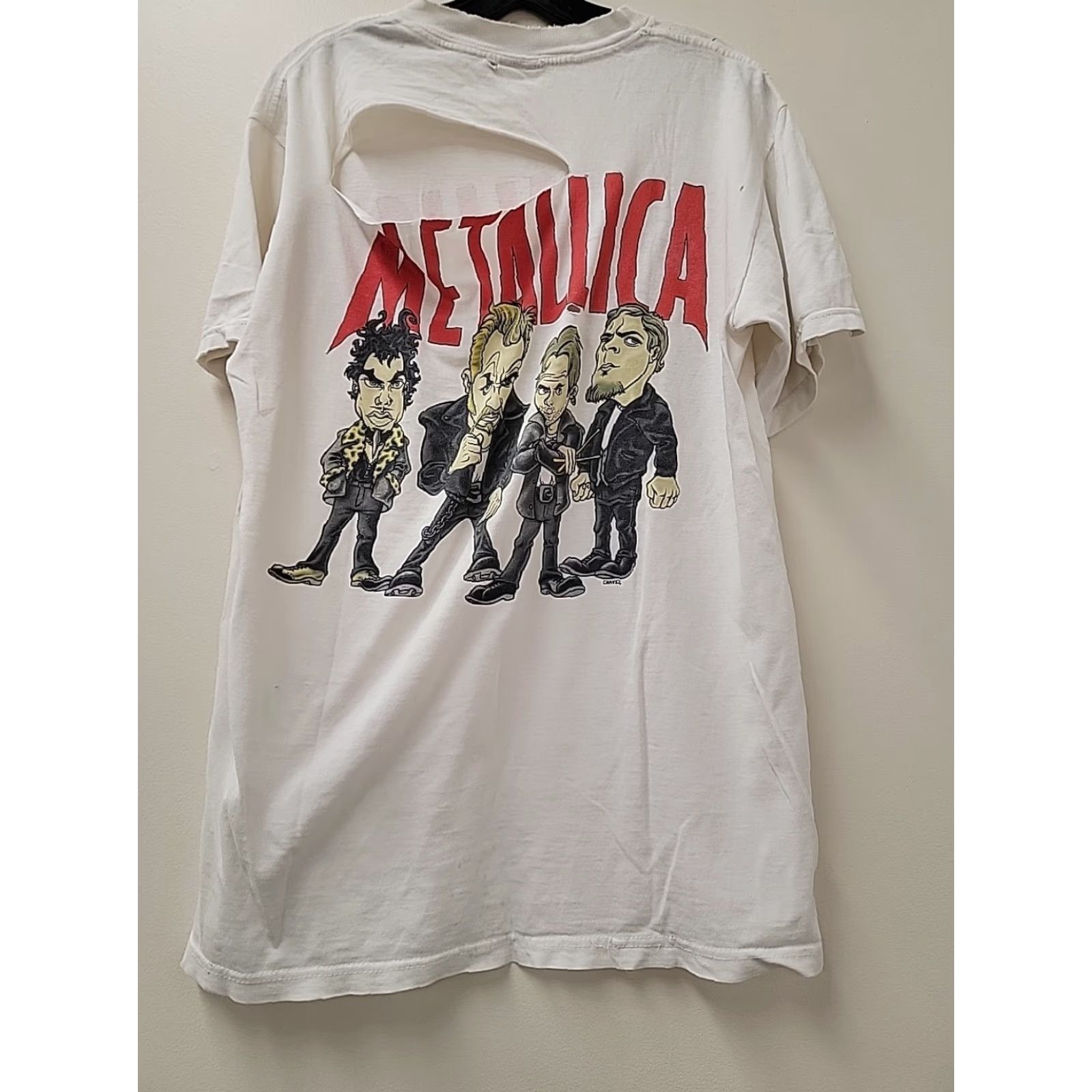 Vintage Vintage Metallica Mens L Graphic T-Shirt Metal Load Tour Cartoon 1990s White 100% Cotton Short Sleeve Size L Unisex Giant Size US L / EU 52-54 / 3 - 5 Thumbnail