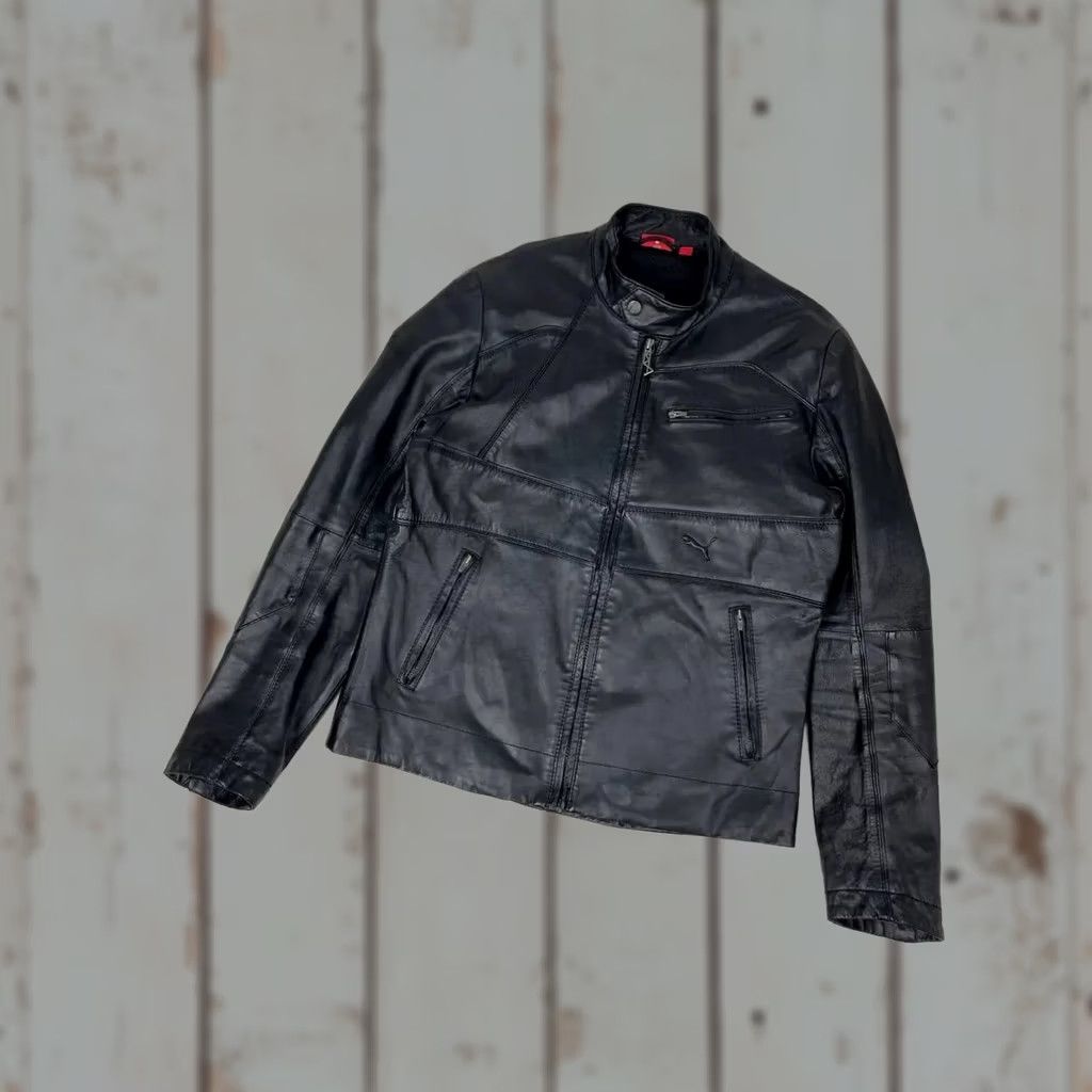 Puma PUMA Motorcycle Jacket Leather Big Logo Racing Moto Bike Y2K Men Size M Black Size US M / EU 48-50 / 2 - 1 Thumbnail