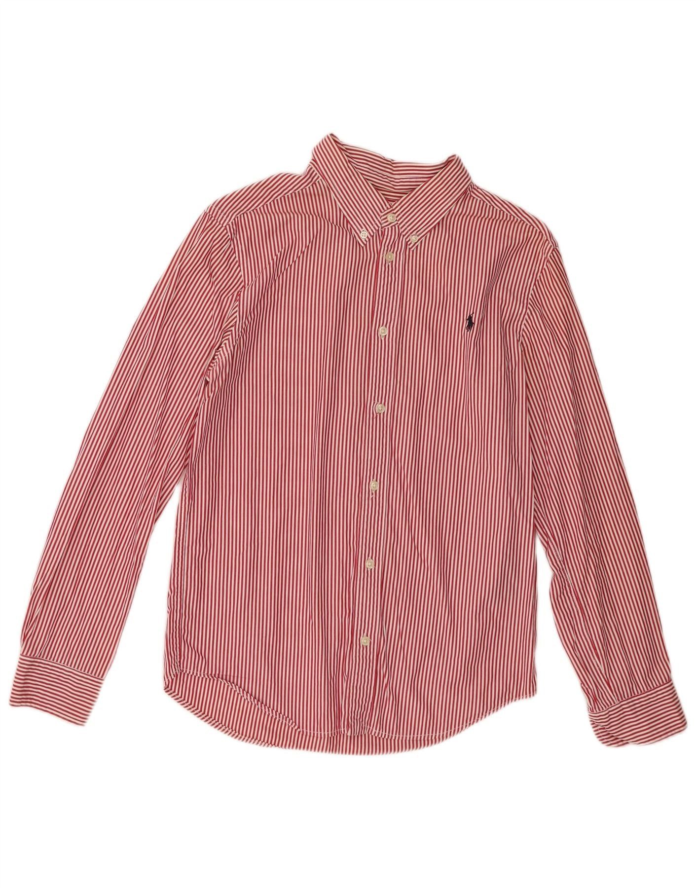 Ralph Lauren Boys Shirt 15-16 Years XL Red Pinstripe Cotton Size XL / US 12-14 / IT 48-50 - 1 Thumbnail