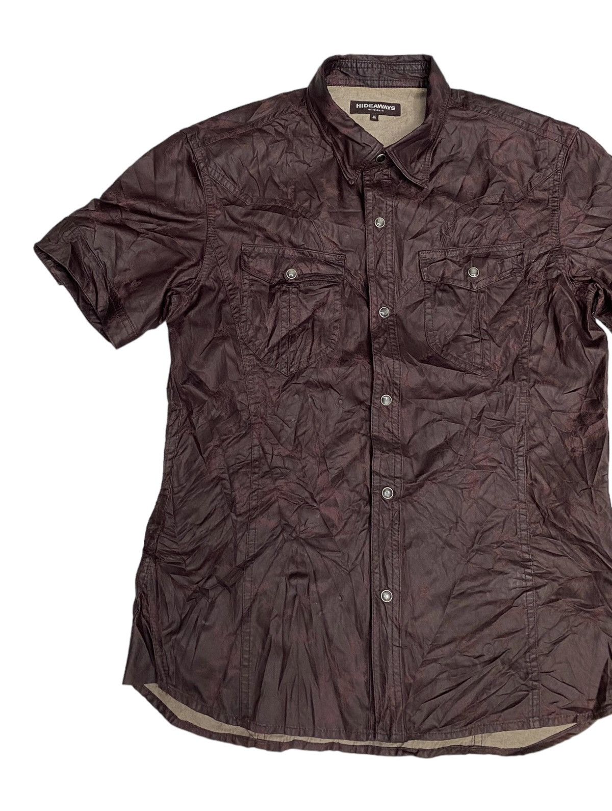 If Six Was Nine 🔥HIDEAWAYS NICOLE WAXED LEATHER BUTTON SHIRT Size US S / EU 44-46 / 1 - 3 Thumbnail