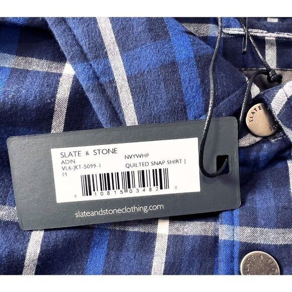 Slate & Stone Slate & Stone Mens Blue Plaid Quilted Lightweight Snap Shirt Size US M / EU 48-50 / 2 - 6 Thumbnail
