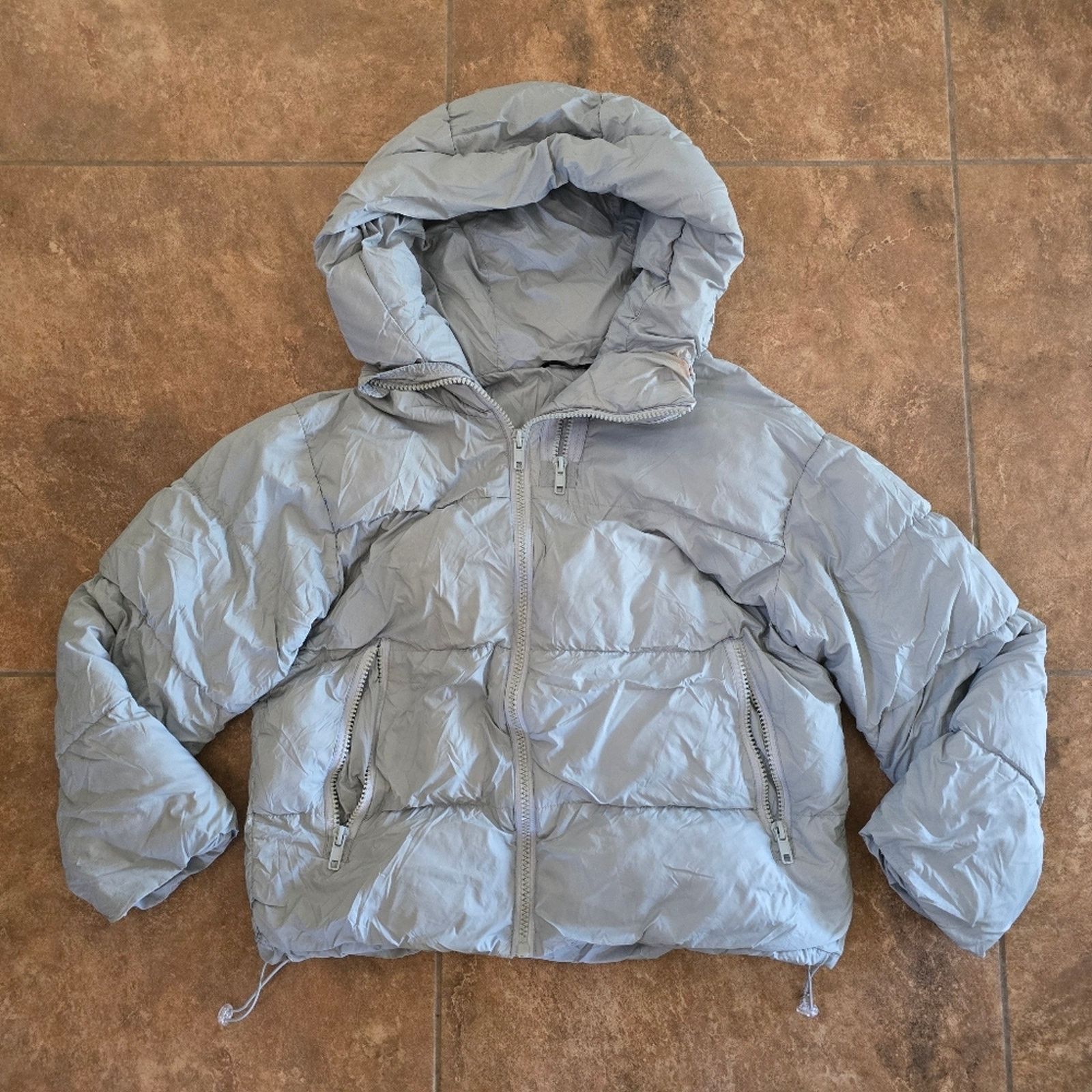 Shein Light Grey | SHEIN | Cinched Puffer Zip Up Size M / US 6-8 / IT 42-44 - 3 Thumbnail