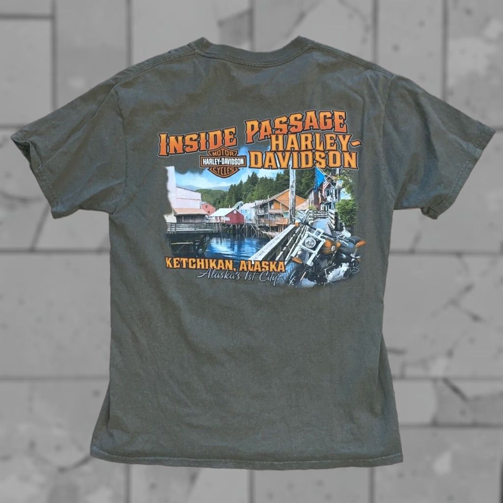 Harley Davidson Harley-Davidson T-Shirt Mens M Hanes Beefy-T Green Short Sleeve Shirt Size US M / EU 48-50 / 2 - 1 Thumbnail