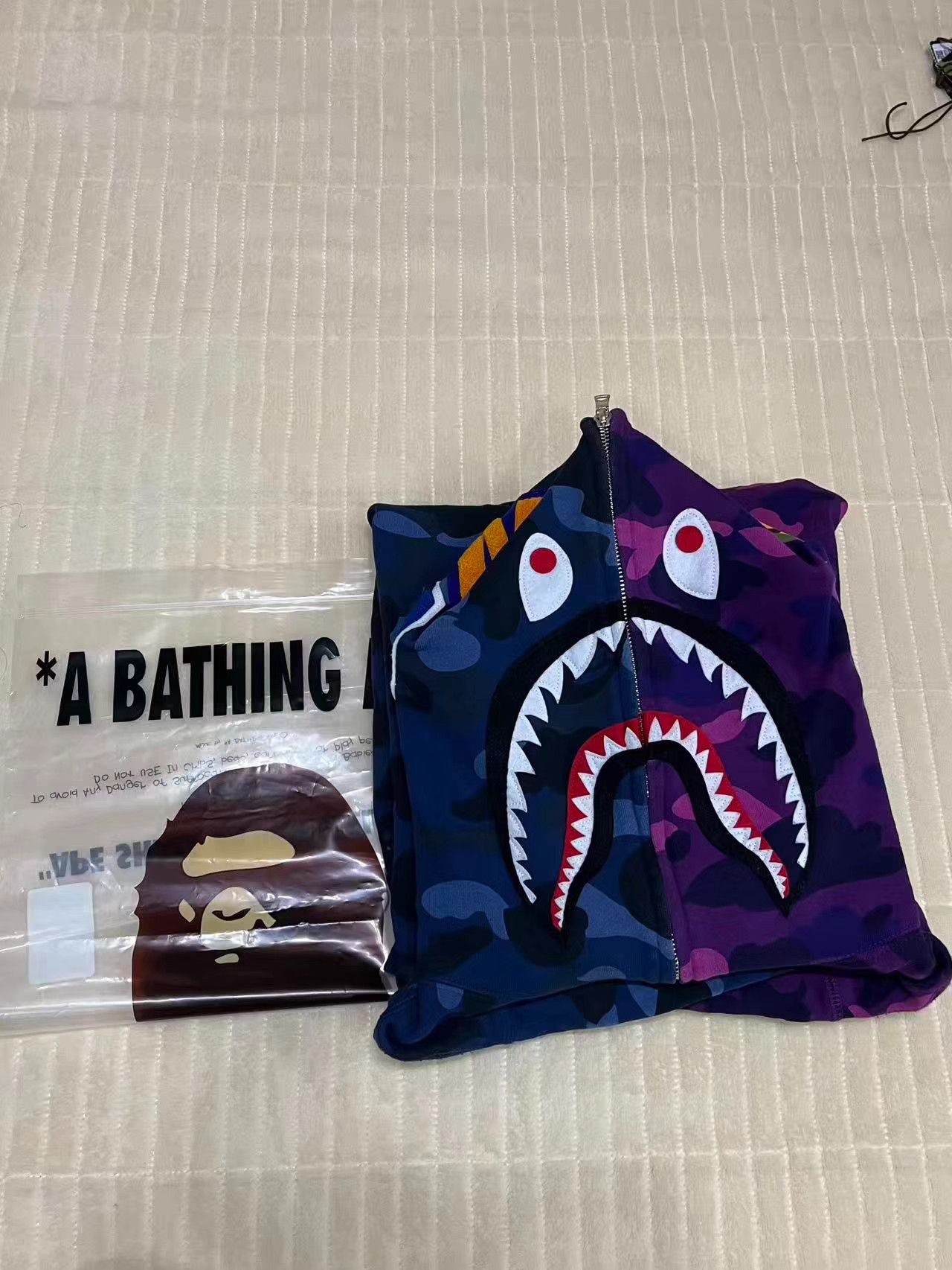 Bape Bape Blue & Purple Camo Panel Shark Hoodie K5 Size US XL / EU 56 / 4 - 6 Thumbnail