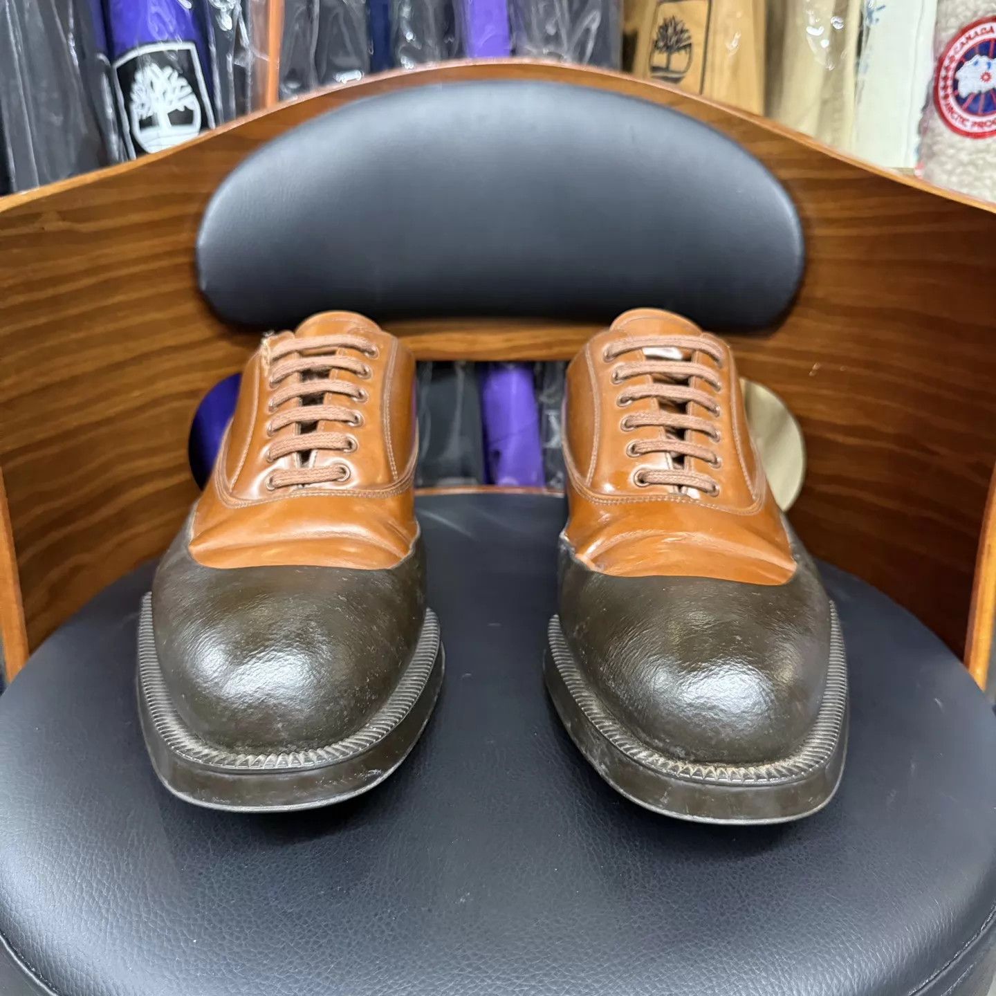 Prada Prada 2E Runway Black & Brown Leather Shoes US 8.5 Size US 8.5 / EU 41-42 - 2 Thumbnail