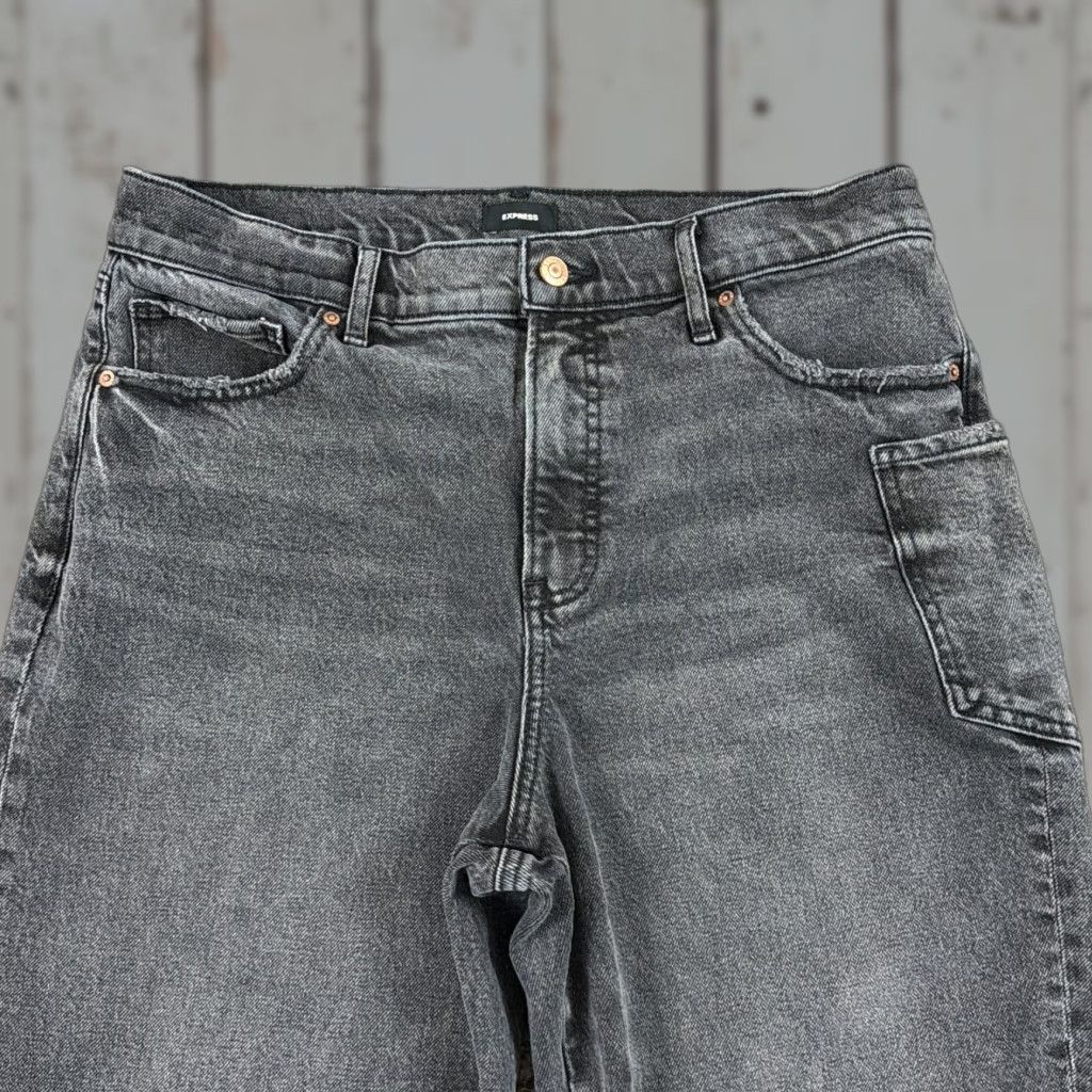 Express Express Jeans Womens 12 Black Straight Leg High Rise Stretch Denim Modern 31x29 Size 34" / US 12 / IT 48 - 1 Thumbnail