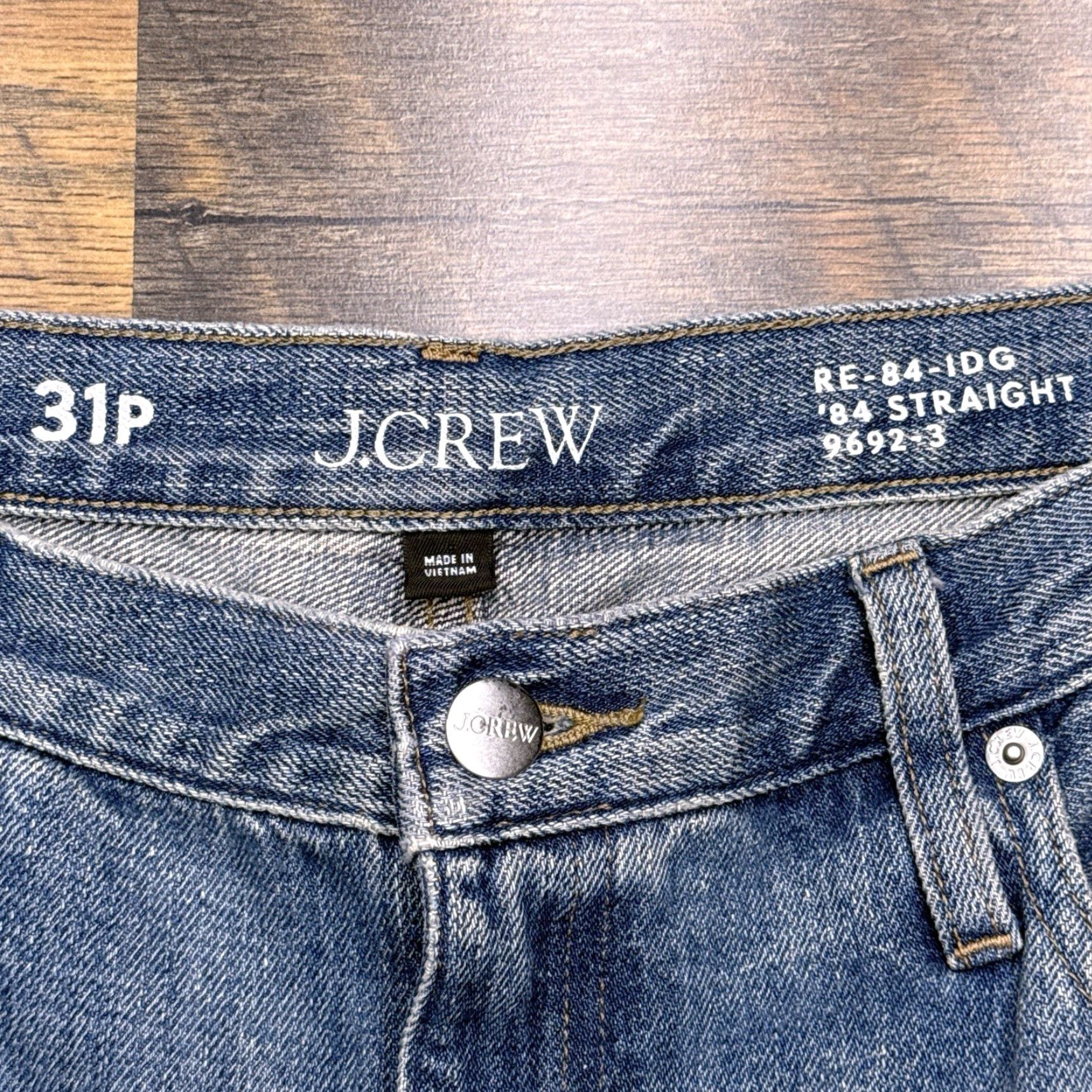 J.Crew J.CREW Jeans Straight Womens 31P Petite High Rise Frayed Hems Blue Denim 5-Pocket 21.5in Inseam Size 24" / US 00 / IT 34 - 2 Thumbnail