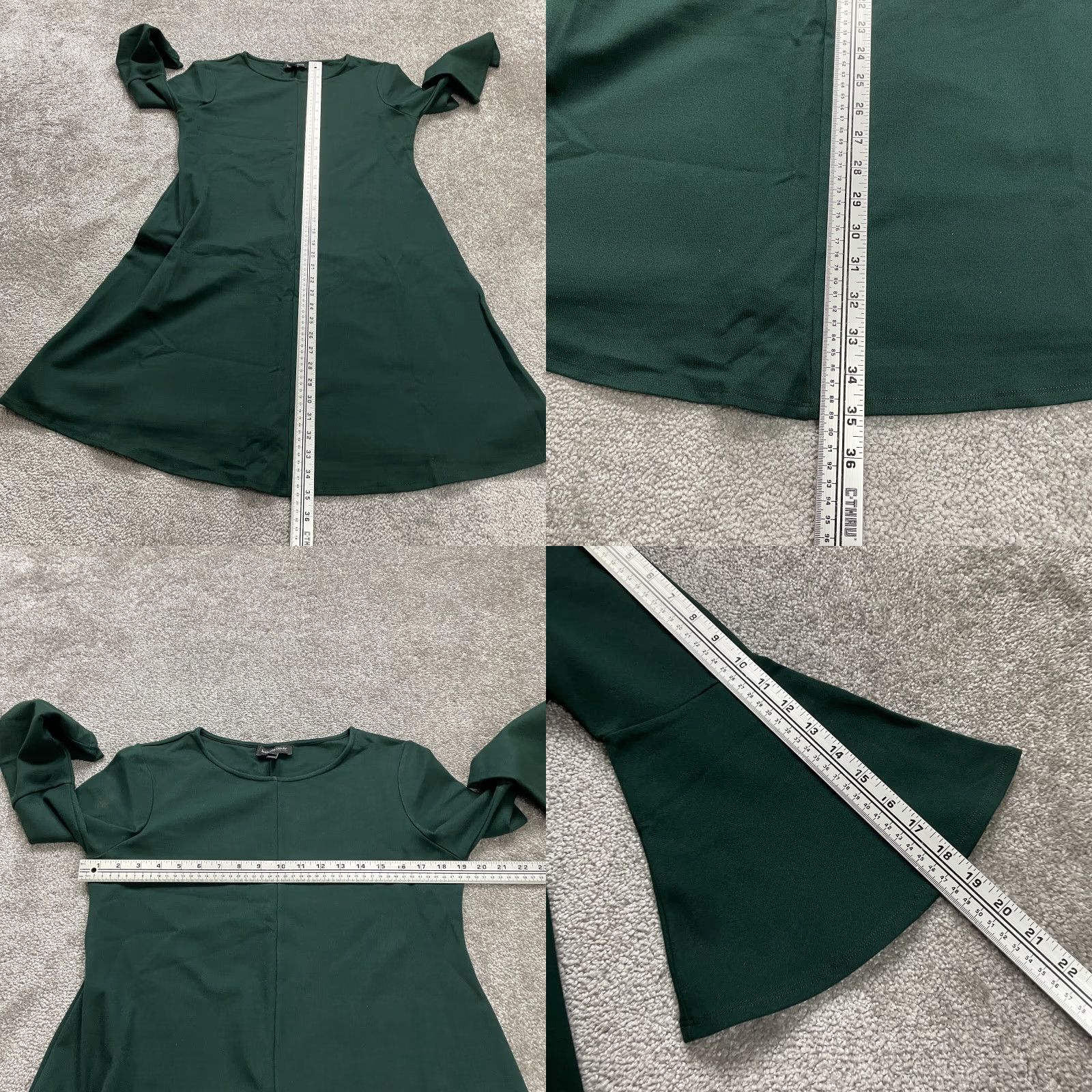 Bell VINTAGE Isabella Oliver Green Midi Shift Dress Women 3 Bell Sleeve Business Casual Fall Spring Summer Size XS / US 0-2 / IT 36-38 - 8 Thumbnail