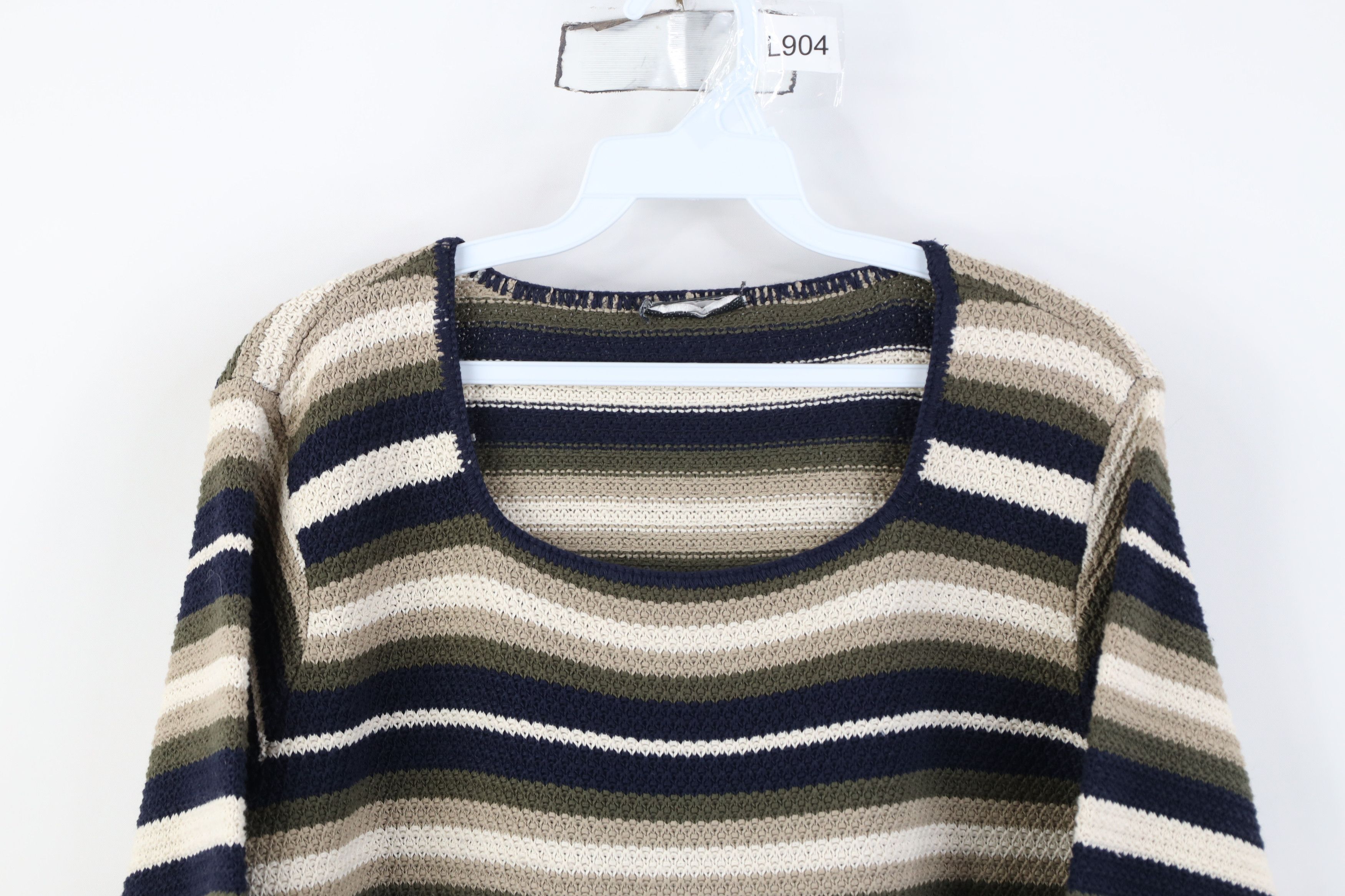 Vintage Vintage 90s Y2K Streetwear Cropped Boxy Fit Striped Sweater Size L / US 10 / IT 46 - 2 Thumbnail