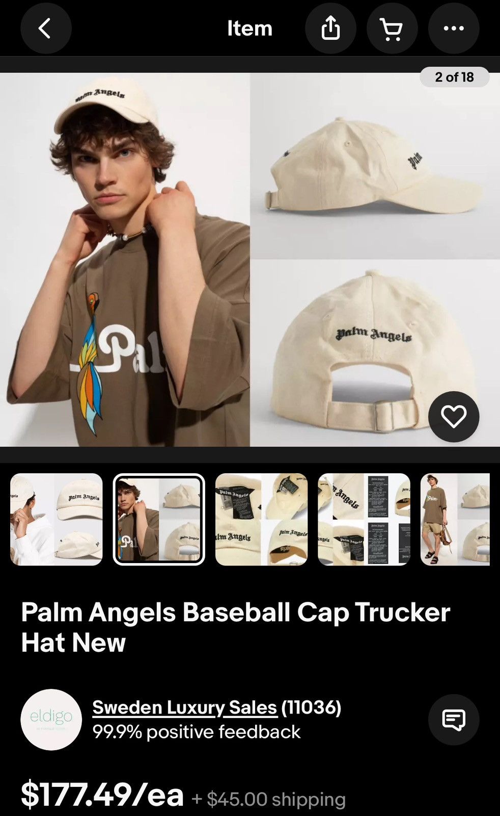 Palm Angels $249.99MSRP Palm Angels Cap OS Size ONE SIZE - 6 Thumbnail