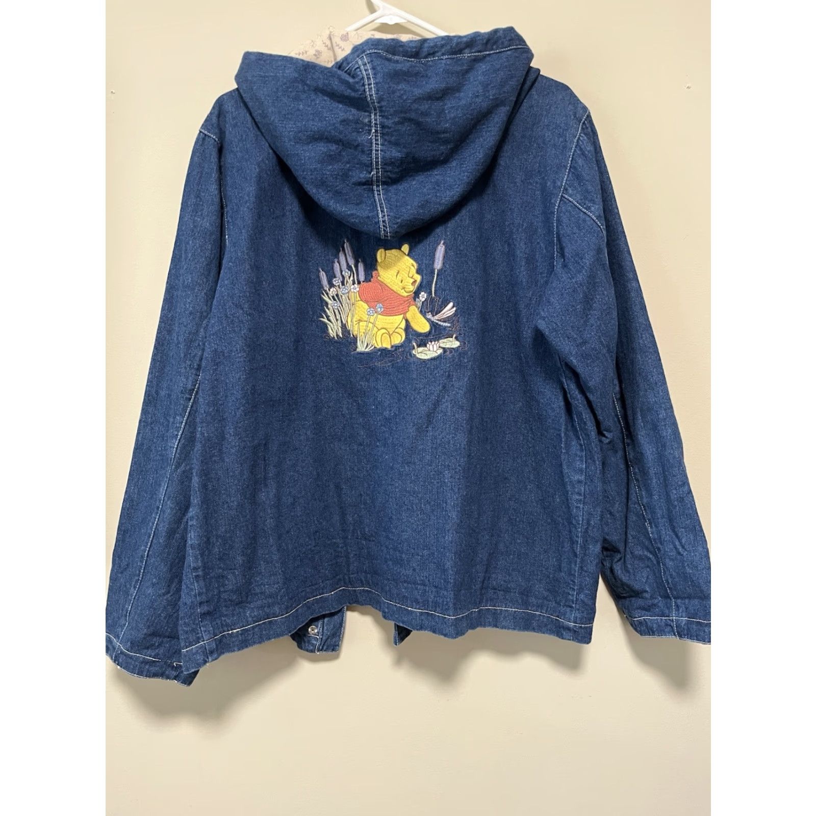Disney VINTAGE Disney Winnie The Pooh Denim Jacket Full Zip Hood Women’s Large Jacket Blue 90s Cartoon Classic Embroidered Logo Button Womens Size L / US 10 / IT 46 - 2 Thumbnail