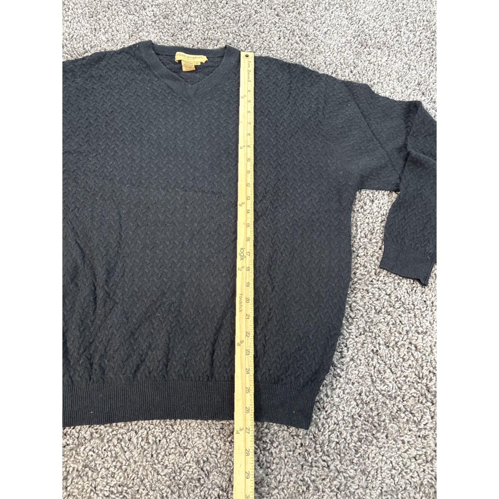 Vintage Tricots St Raphael Sweater Mens Large Black V-Neck Pullover Silk Cashmere Knit Size US L / EU 52-54 / 3 - 3 Thumbnail