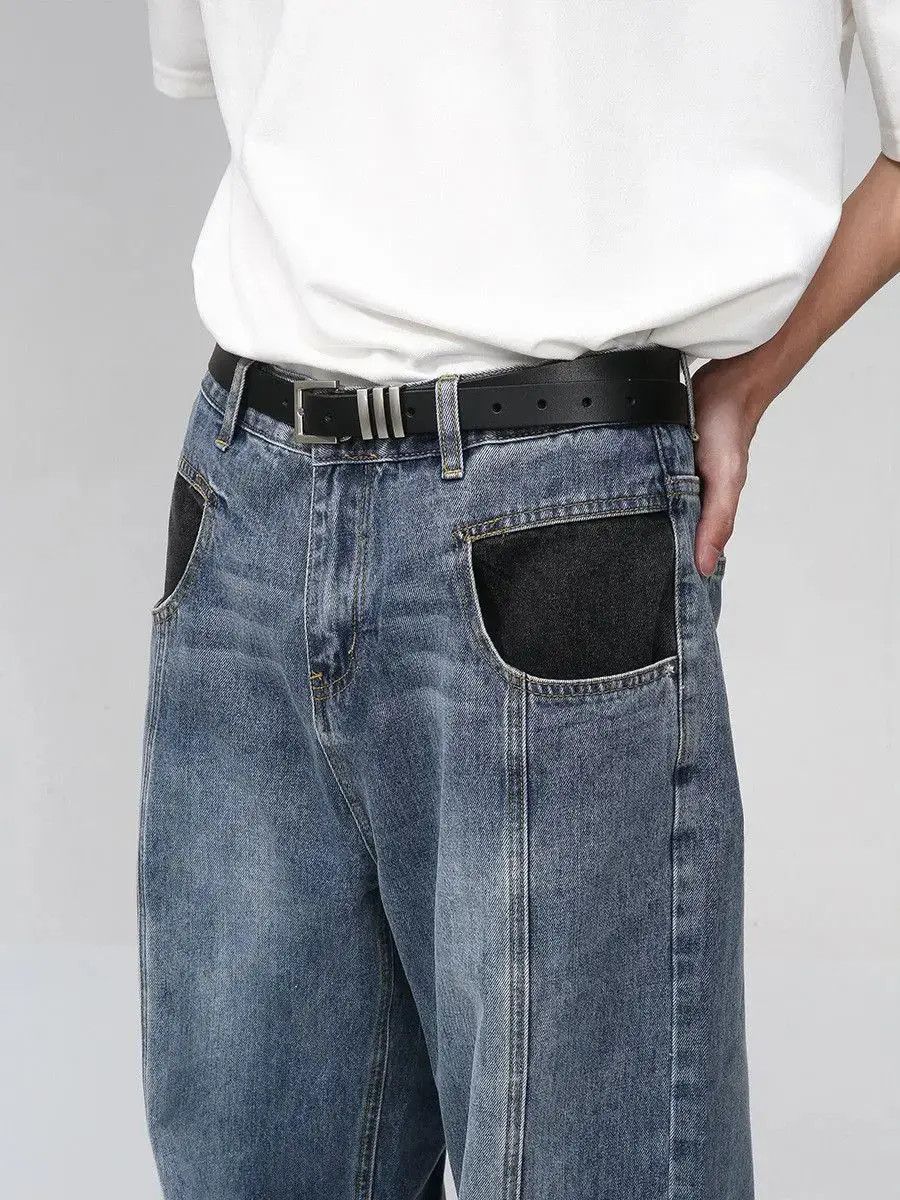 Japanese Brand Retro loose pocket patchwork jeans Size US 32 / EU 48 - 4 Thumbnail