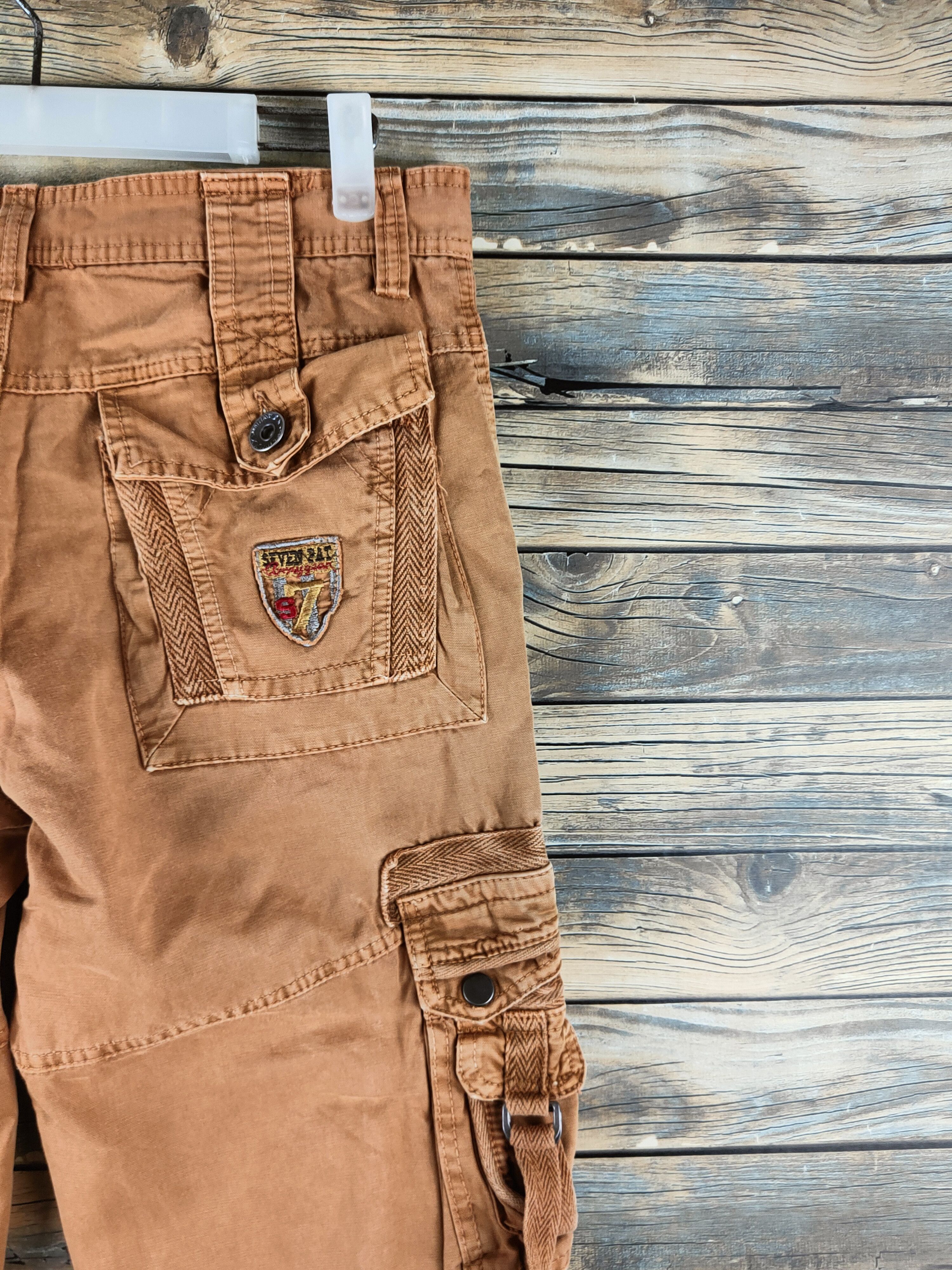 Japanese Brand DL Junye jeans Brown Multipocket Cargo Pants #46-410 Size US 31 - 11 Thumbnail