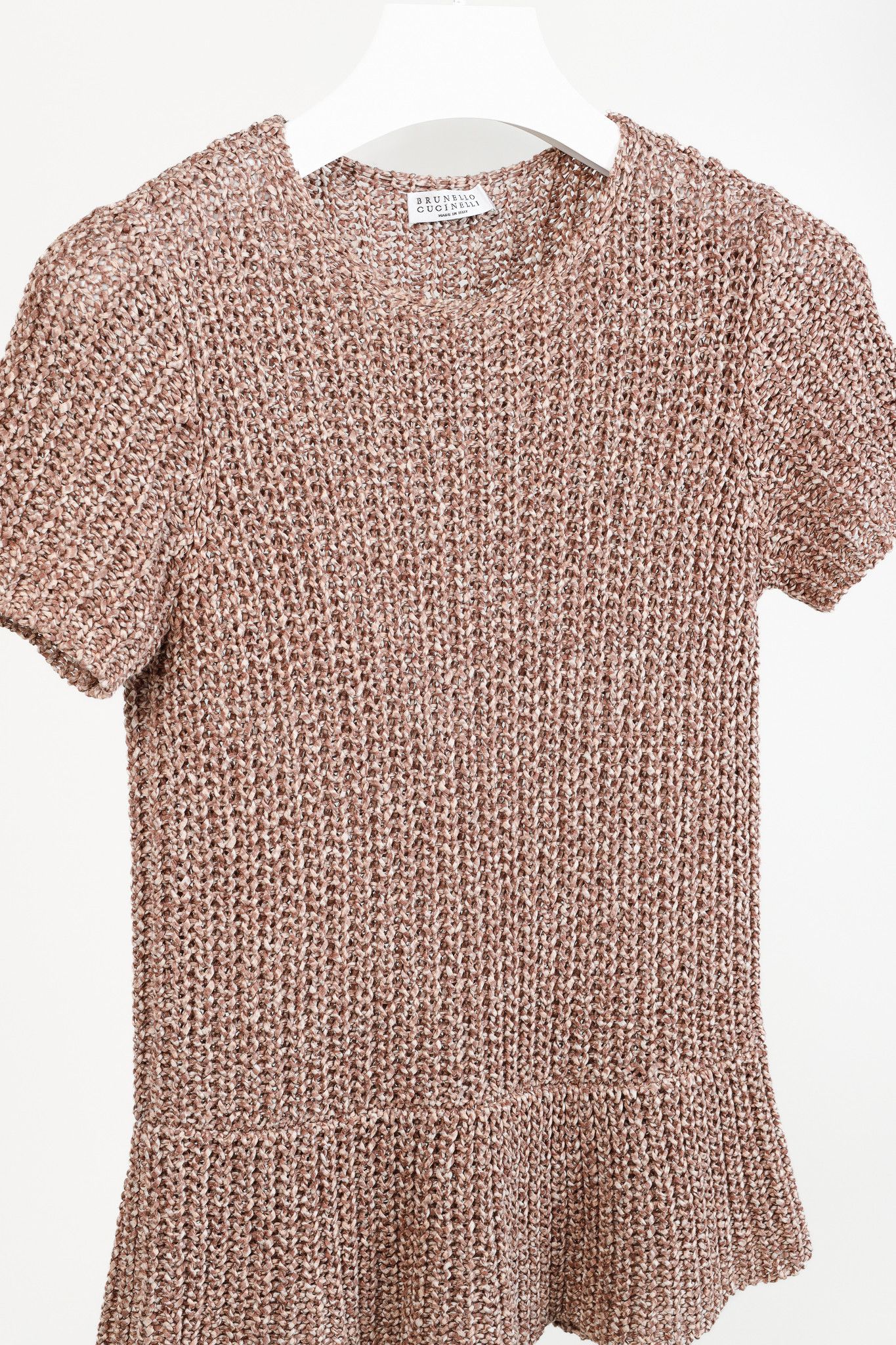 Brunello Cucinelli Brunello Cucinelli Chunky Cotton-Knit Short-Sleeve Sweater Size S / US 4 / IT 40 - 3 Thumbnail