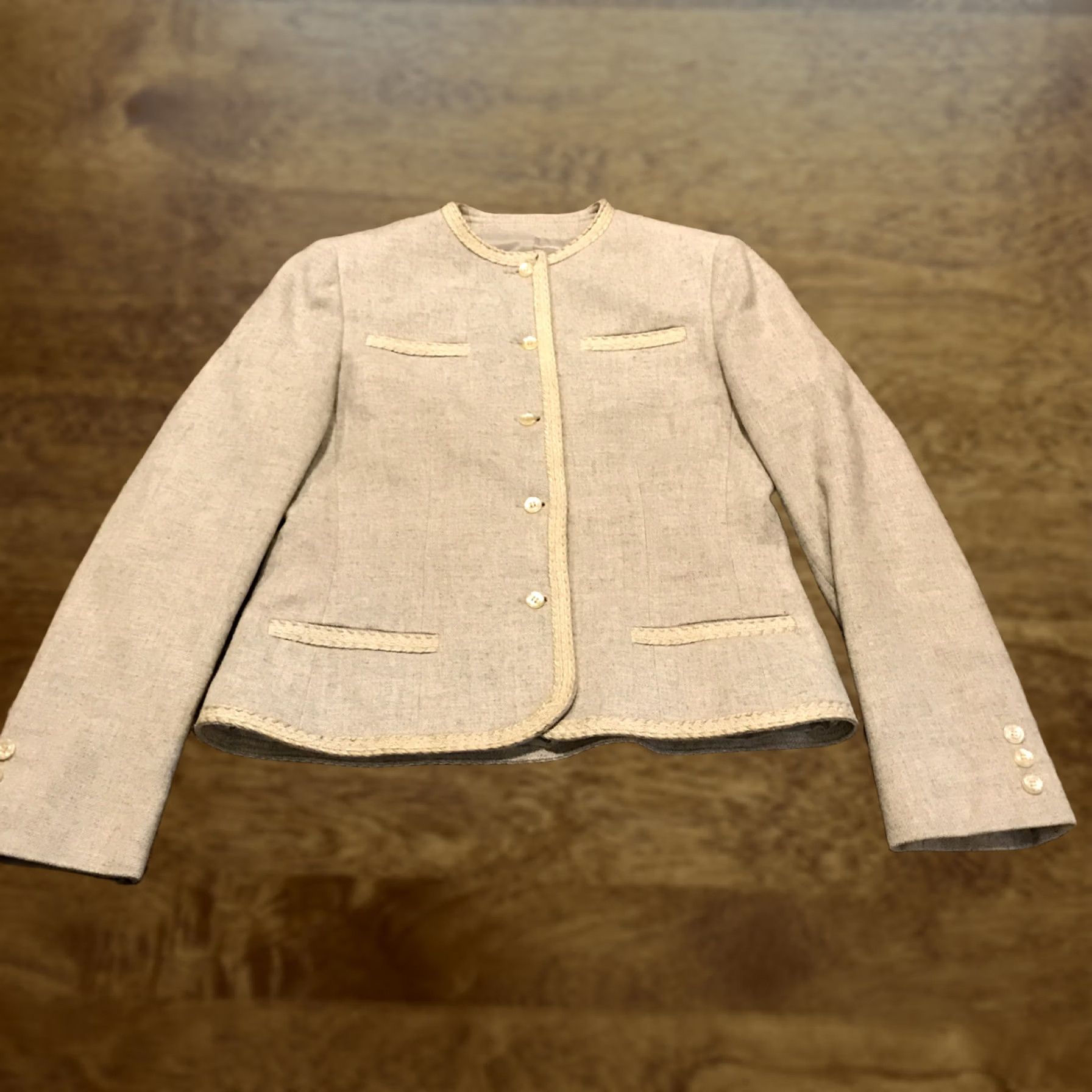 Vintage Devon Women Blazer Jacket 10 Gray Wool Suit Coat Size L / US 10 / IT 46 - 1 Thumbnail