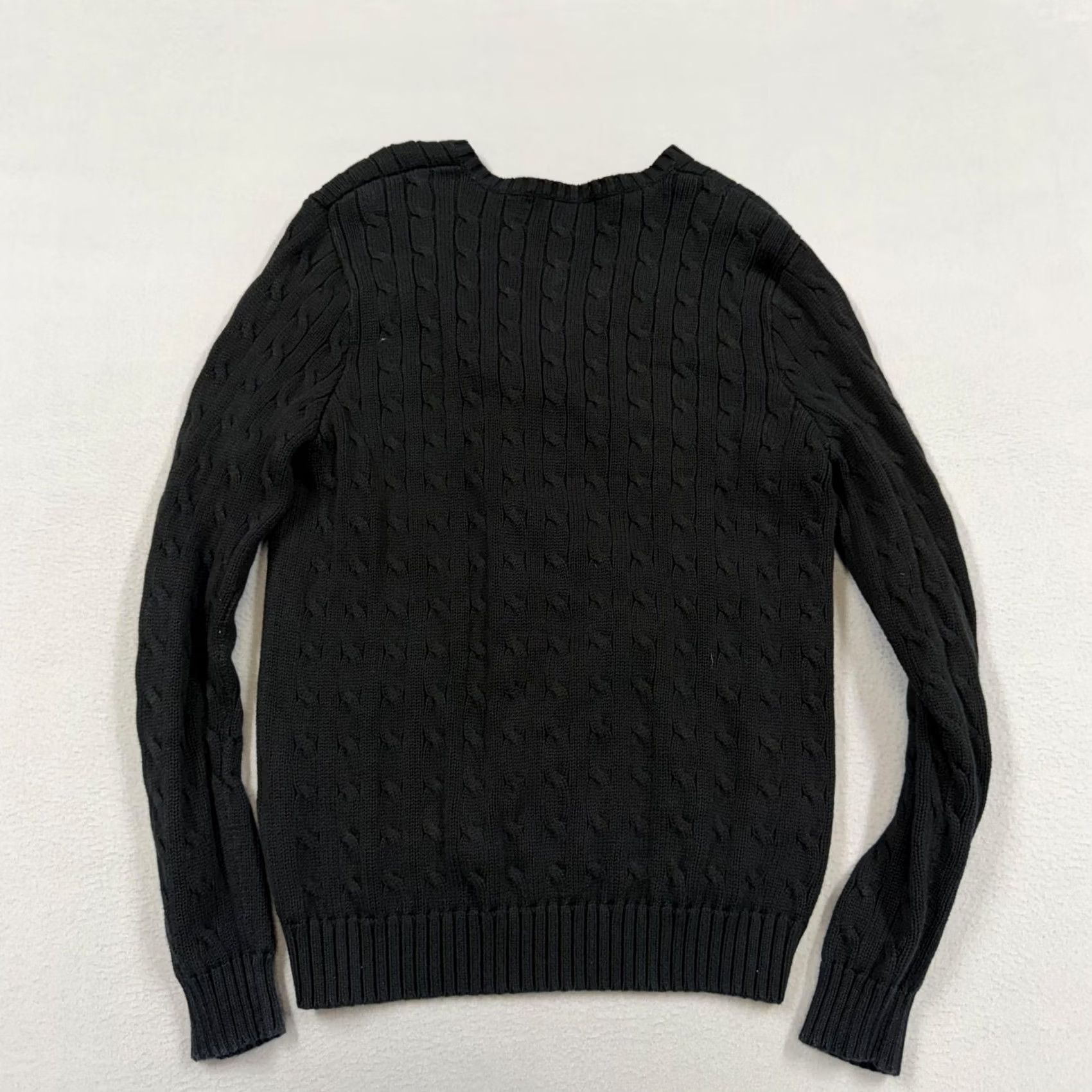 Polo Ralph Lauren Ralph Lauren Sport Sweater Womens XL Black Cable-Knit V-Neck Cotton Pullover Size XL / US 12-14 / IT 48-50 - 4 Thumbnail