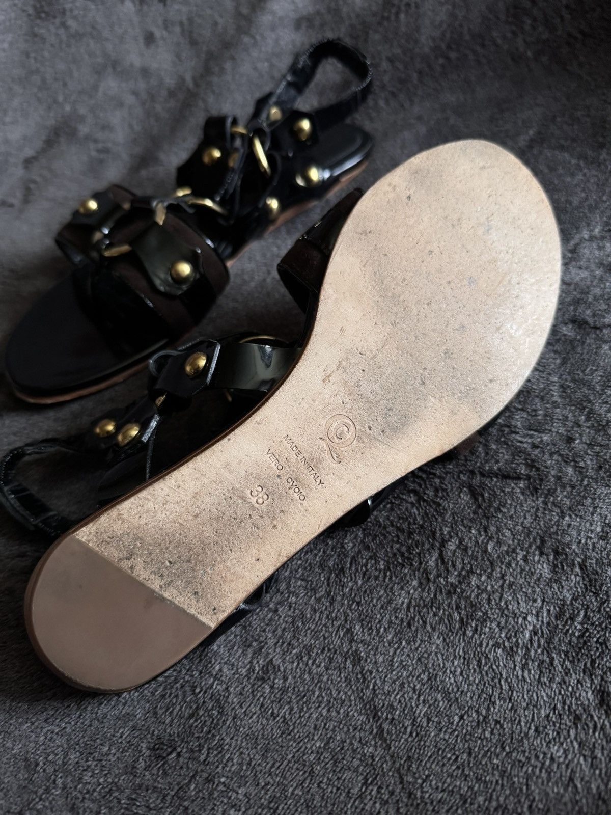 Alexander McQueen Alexander McQueen Womens Patent Leather Ankle Strap Sandals Size US 8 / IT 38 - 11 Thumbnail